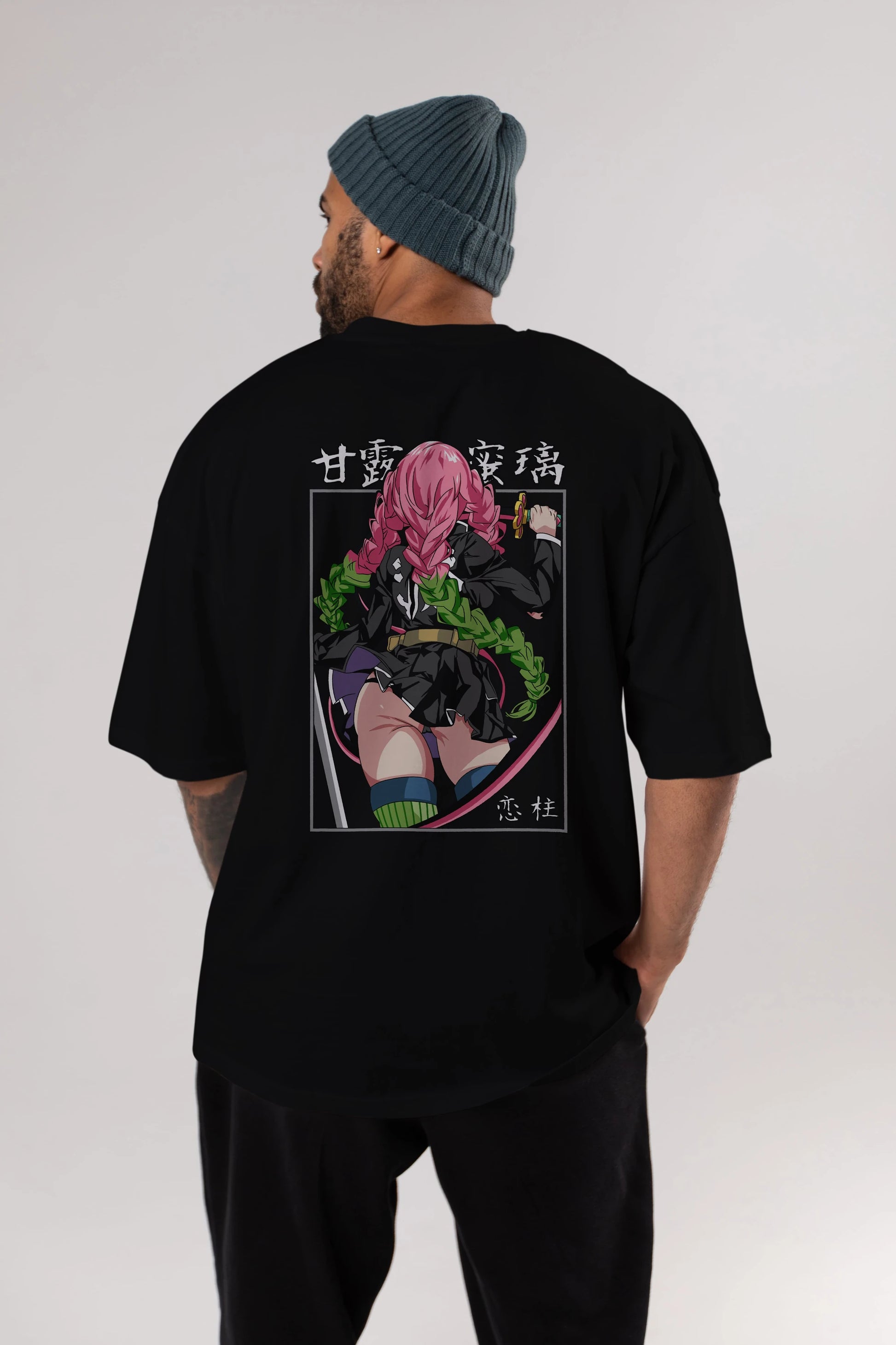 Mitsuri DEMONSLAYER Anime Arka Baskılı Oversize t-shirt Erkek Kadın Unisex
