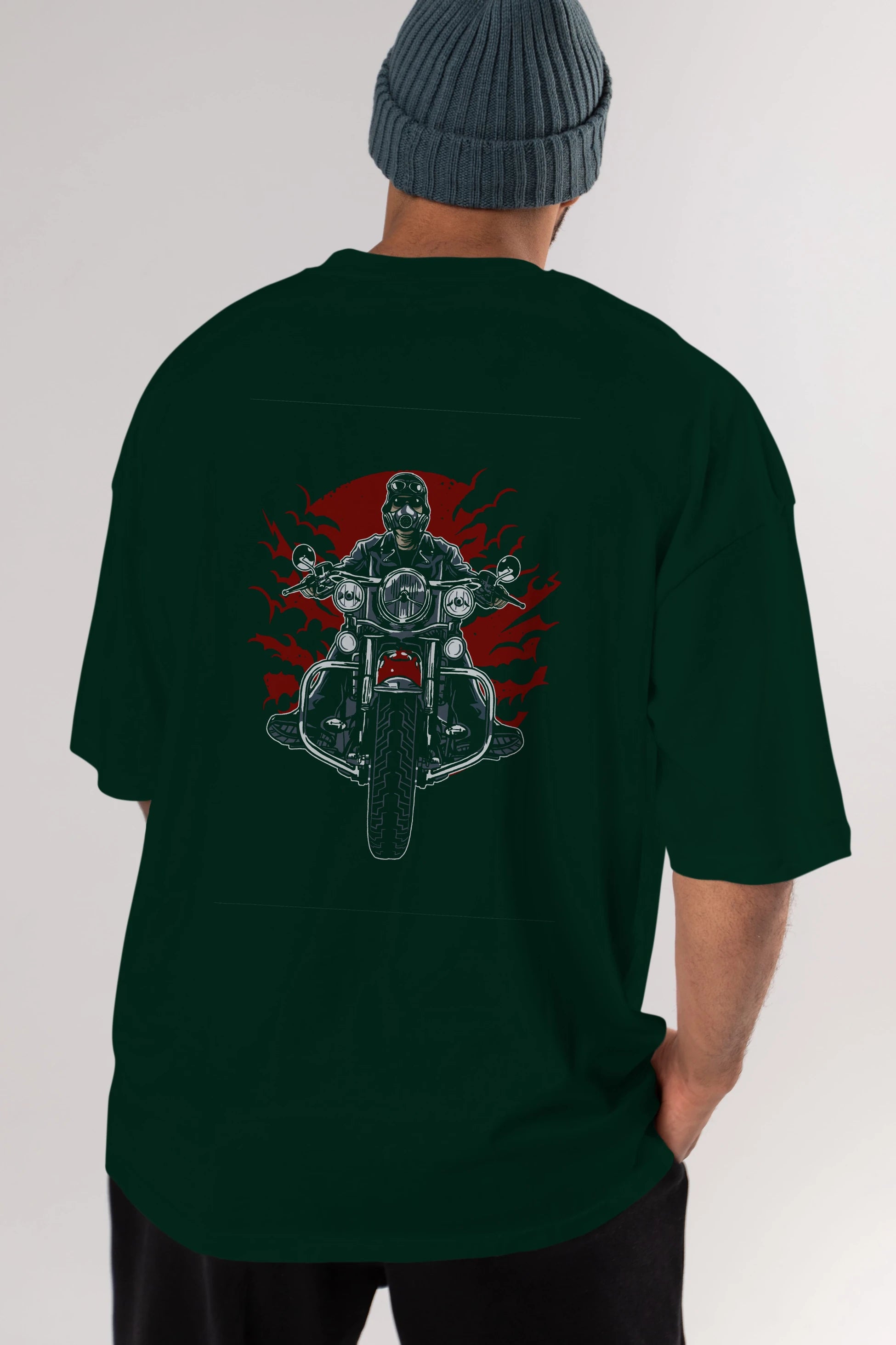 Wild Biker Arka Baskılı Oversize t-shirt Erkek Kadın Unisex %100 Pamuk