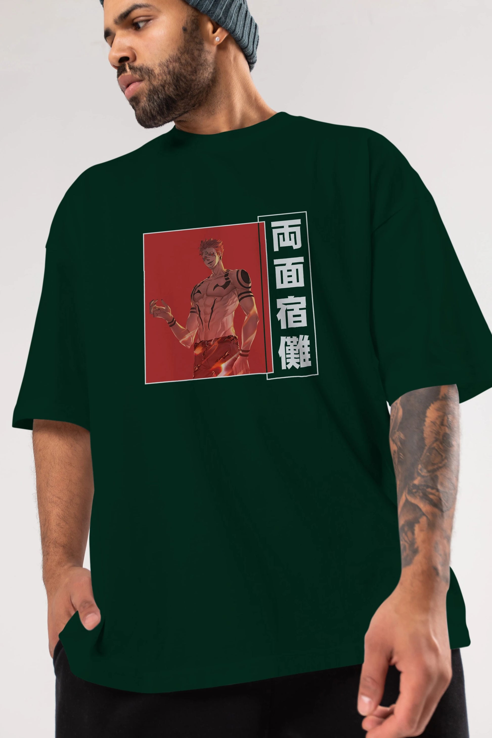 Sukuna Ryoumen 3 Anime Ön Baskılı Oversize t-shirt %100 pamuk Erkek Kadın Unisex