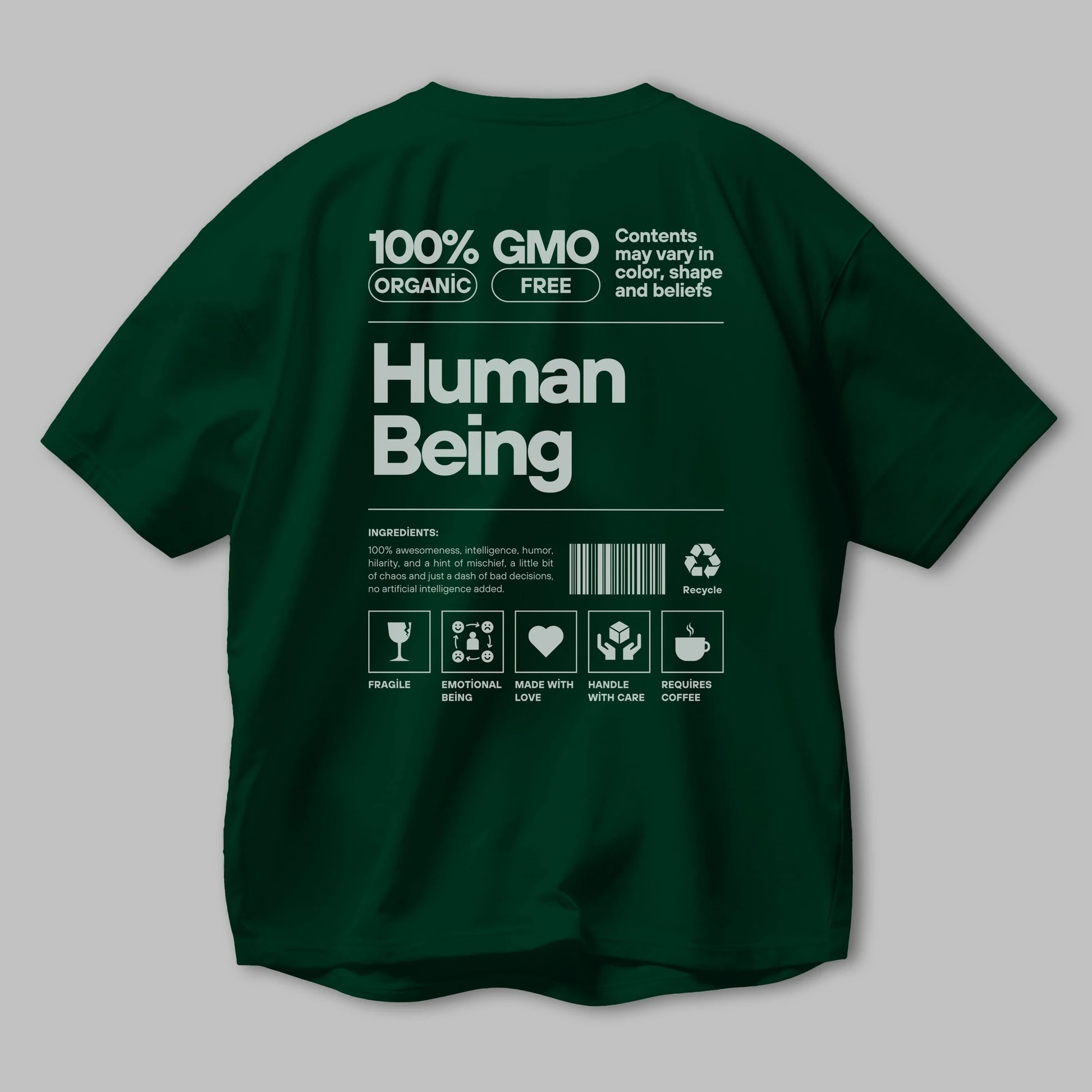 Human Being Arka Baskılı Oversize t-shirt Erkek Kadın Unisex