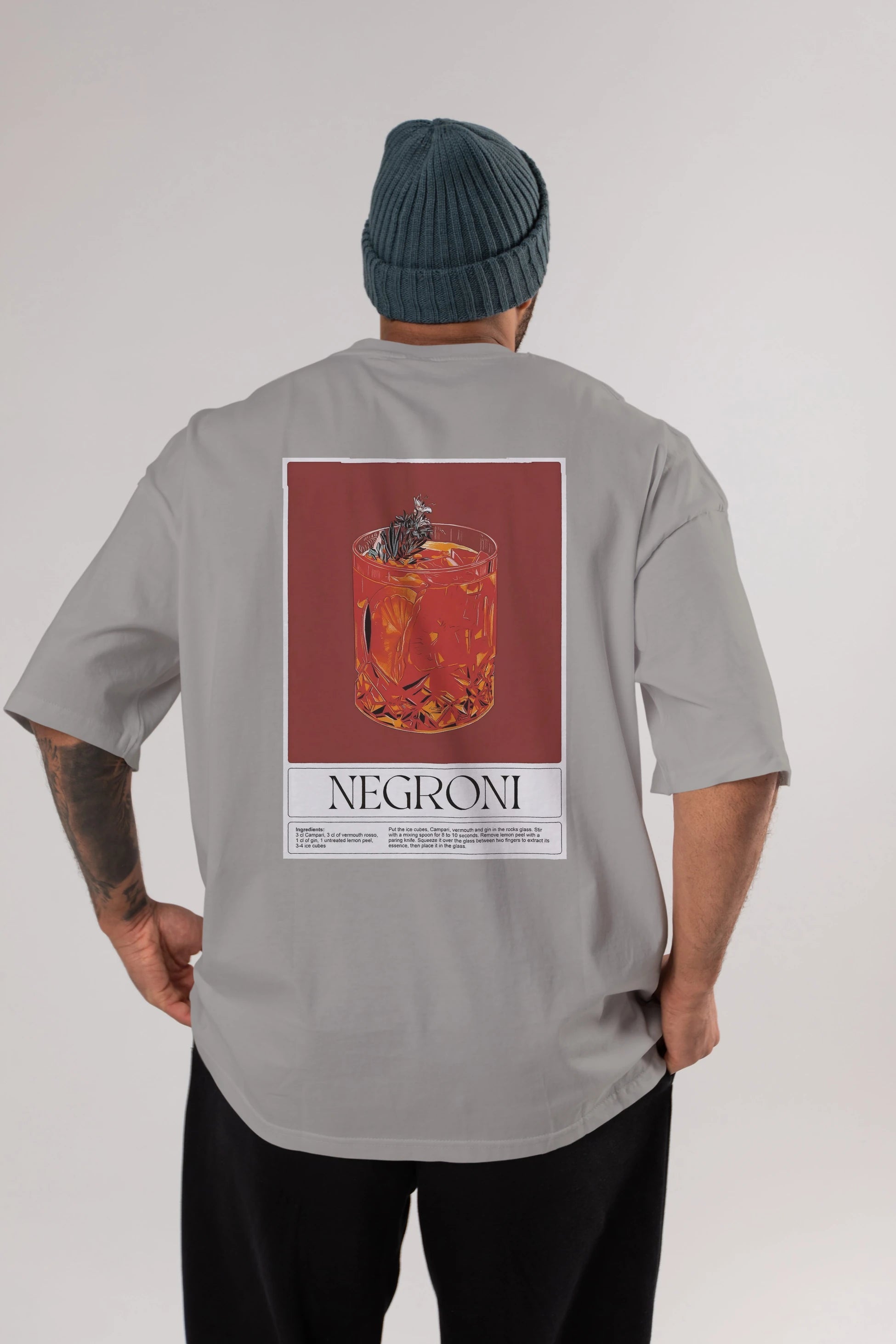 Negroni 2 Arka Baskılı Oversize t-shirt Erkek Kadın Unisex %100 Pamuk Bisiklet Yaka tişort