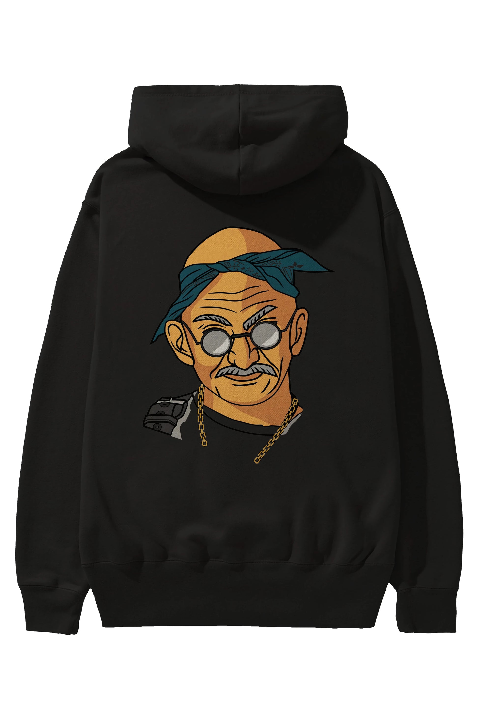 Tupac Gandhi Arka Baskılı Hoodie Oversize Kapüşonlu Sweatshirt Erkek Kadın Unisex