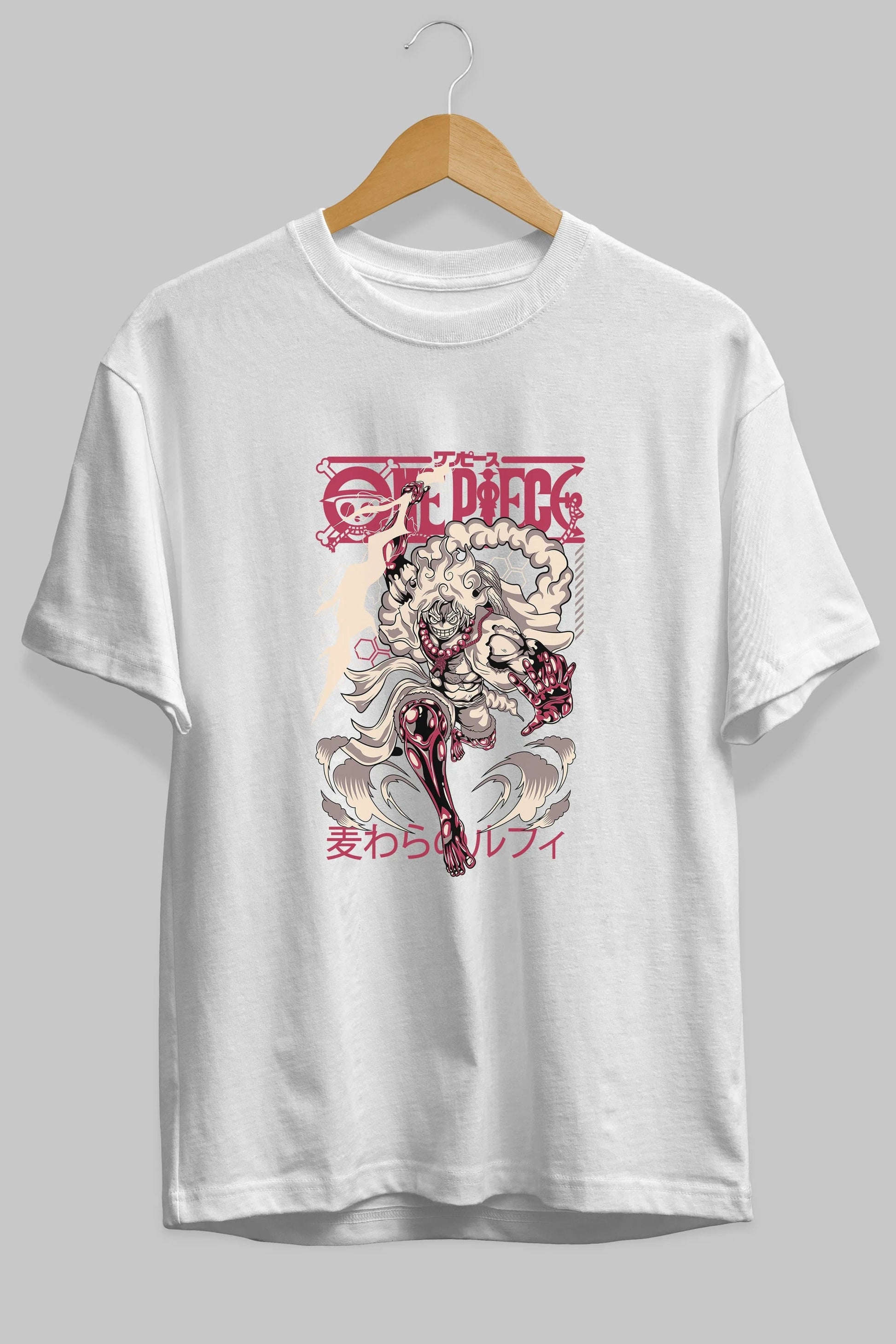 MONKEY D. LUFF-ONE PIECE 1 Anime Ön Baskılı Oversize t-shirt %100 pamuk Erkek Kadın Unisex