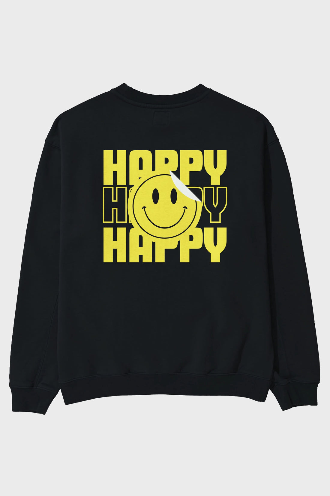 Happy Smile Yazılı Arka Baskılı Oversize Sweatshirt Erkek Kadın Unisex