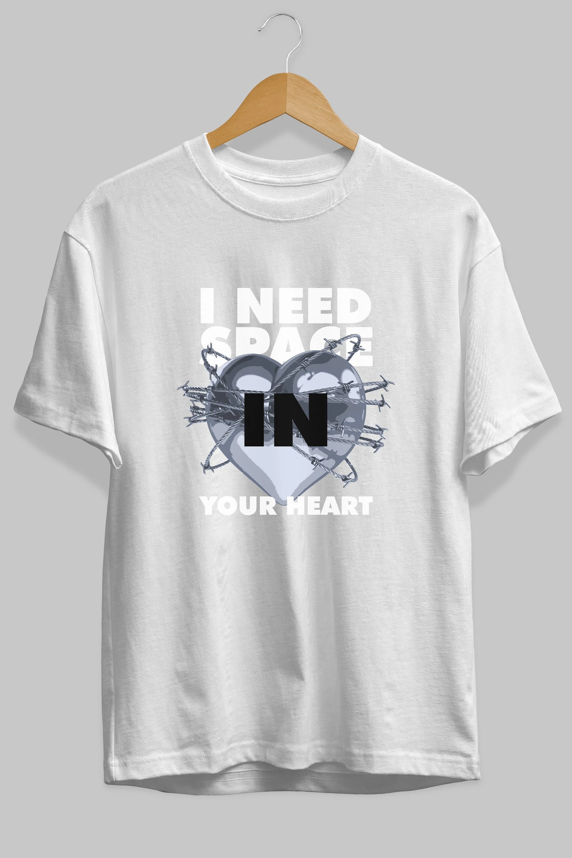 I Need Space Your Heart Ön Baskılı Oversize t-shirt Erkek Kadın Unisex