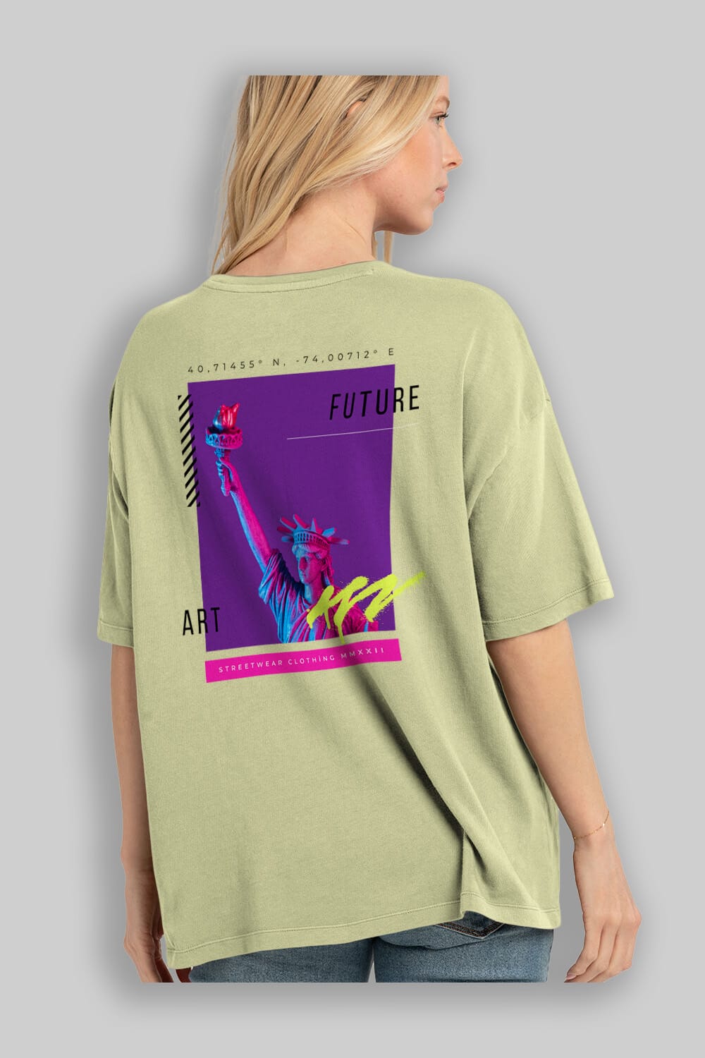 Future Art Arka Baskılı Oversize t-shirt Erkek Kadın Unisex