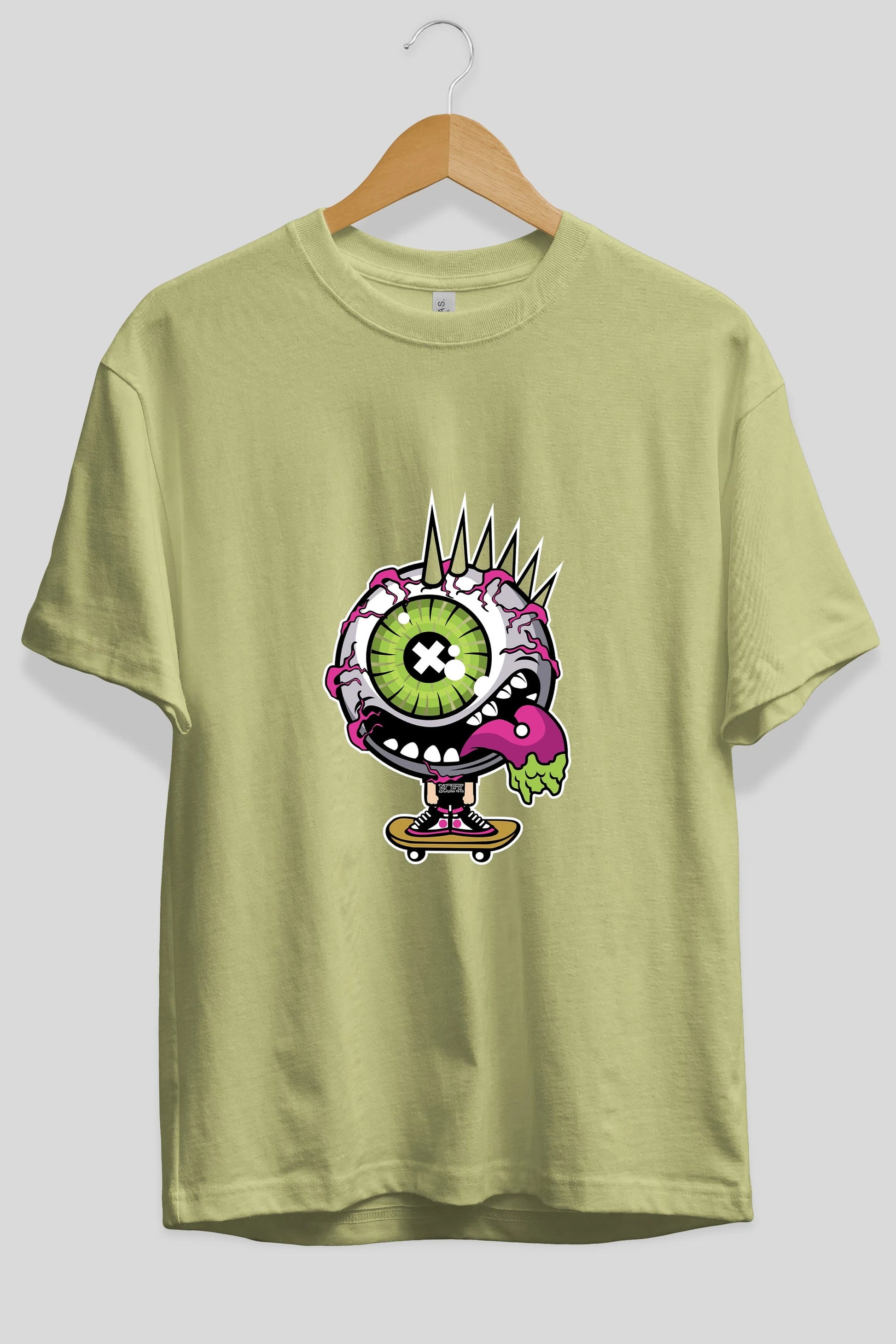 Eye Monster Skater Ön Baskılı Oversize t-shirt Erkek Kadın Unisex %100 Pamuk tişort