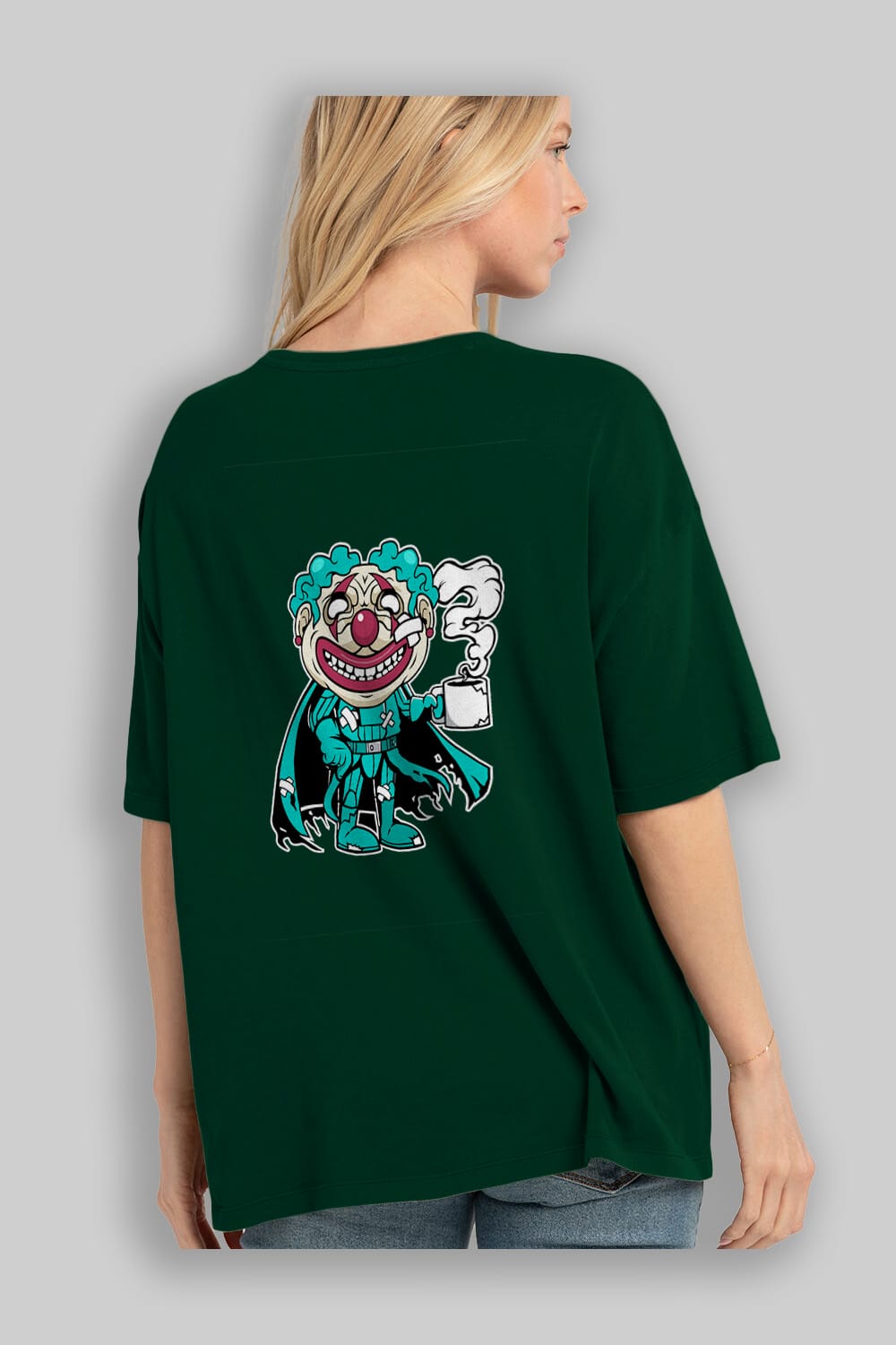 Super Clown Arka Baskılı Oversize t-shirt Erkek Kadın Unisex %100 Pamuk tişort