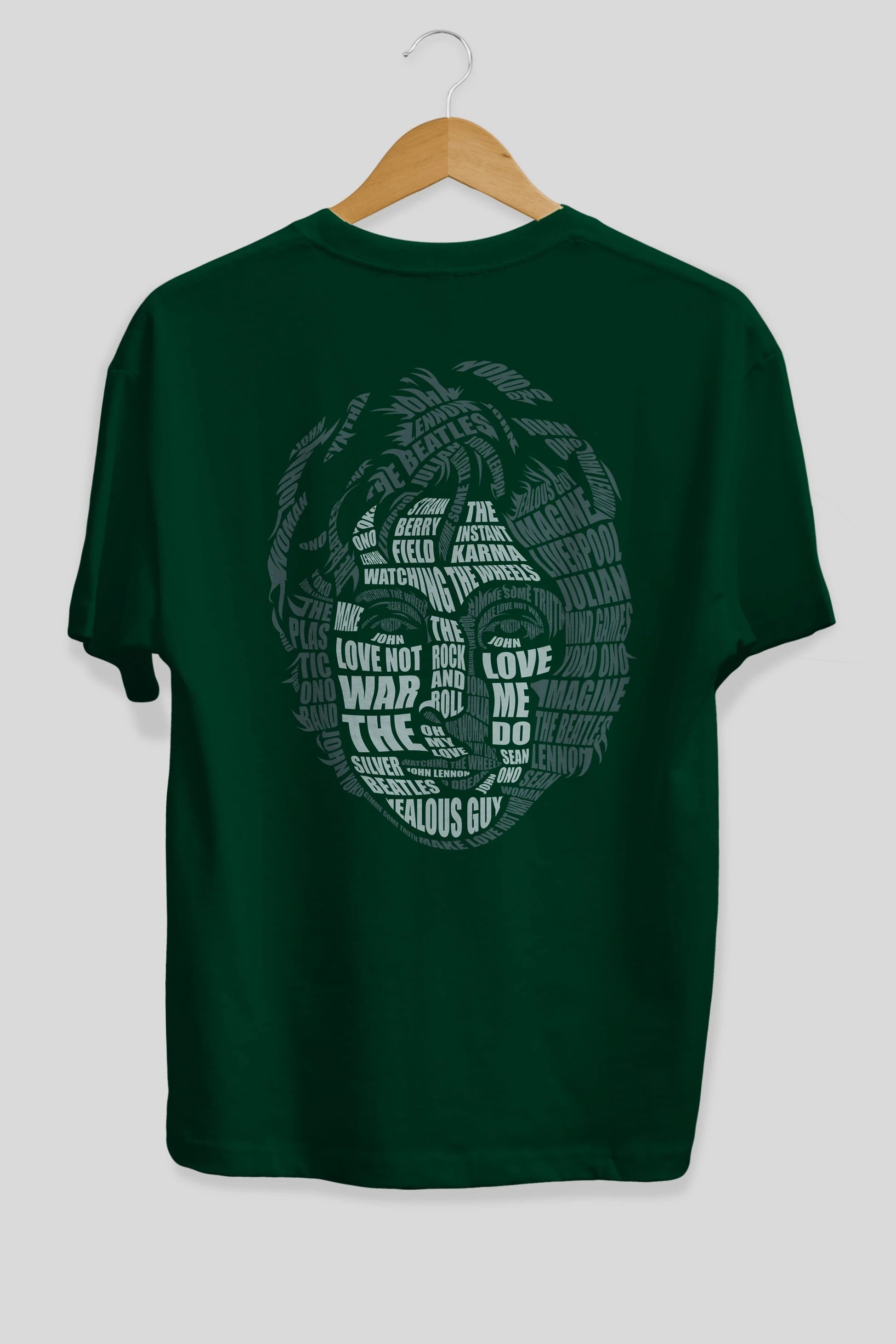 John Lennon Calligram Arka Baskılı Oversize t-shirt %100 pamuk Erkek Kadın Unisex