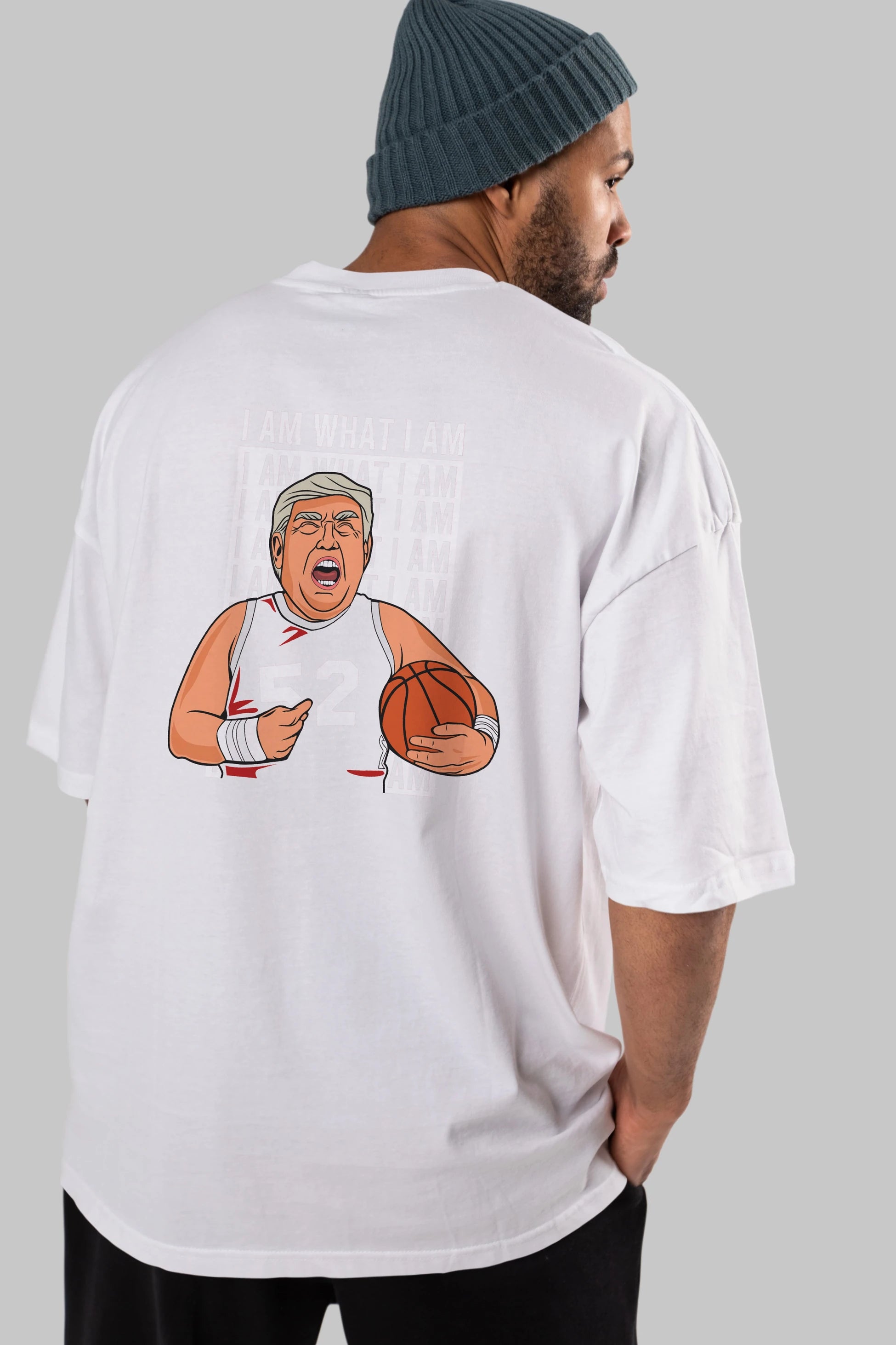 Trump Basketball Arka Baskılı Oversize t-shirt Erkek Kadın Unisex %100 Pamuk tişort