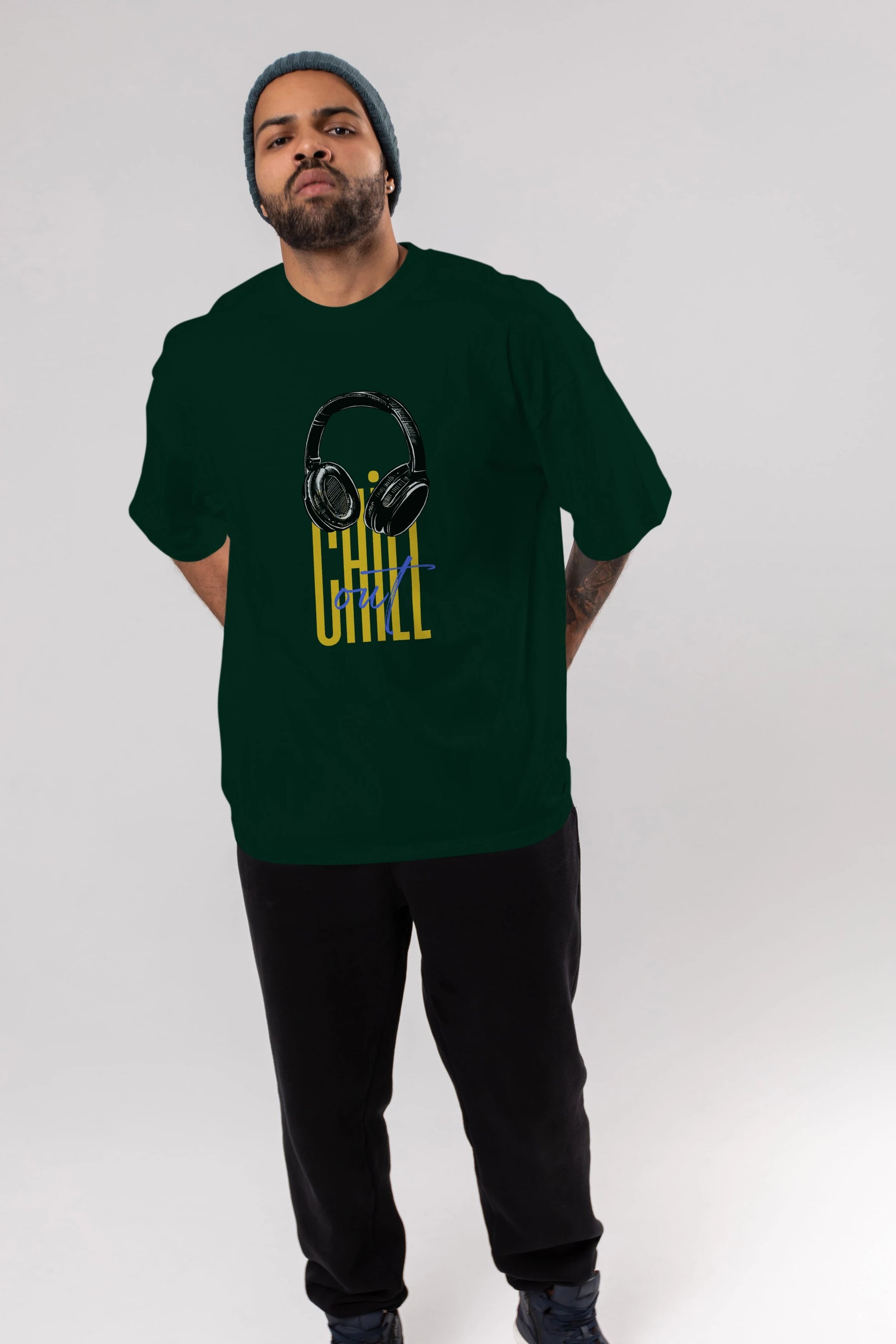 Chill Out Yazılı Ön Baskılı Oversize t-shirt Erkek Kadın Unisex
