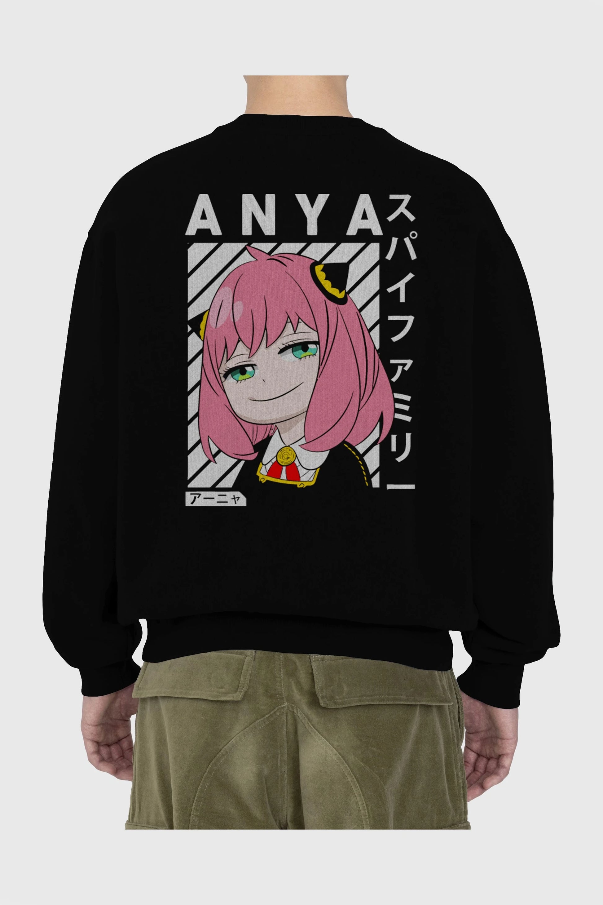 Anya SPYX FAMILY Anime Arka Baskılı Oversize Sweatshirt Erkek Kadın Unisex