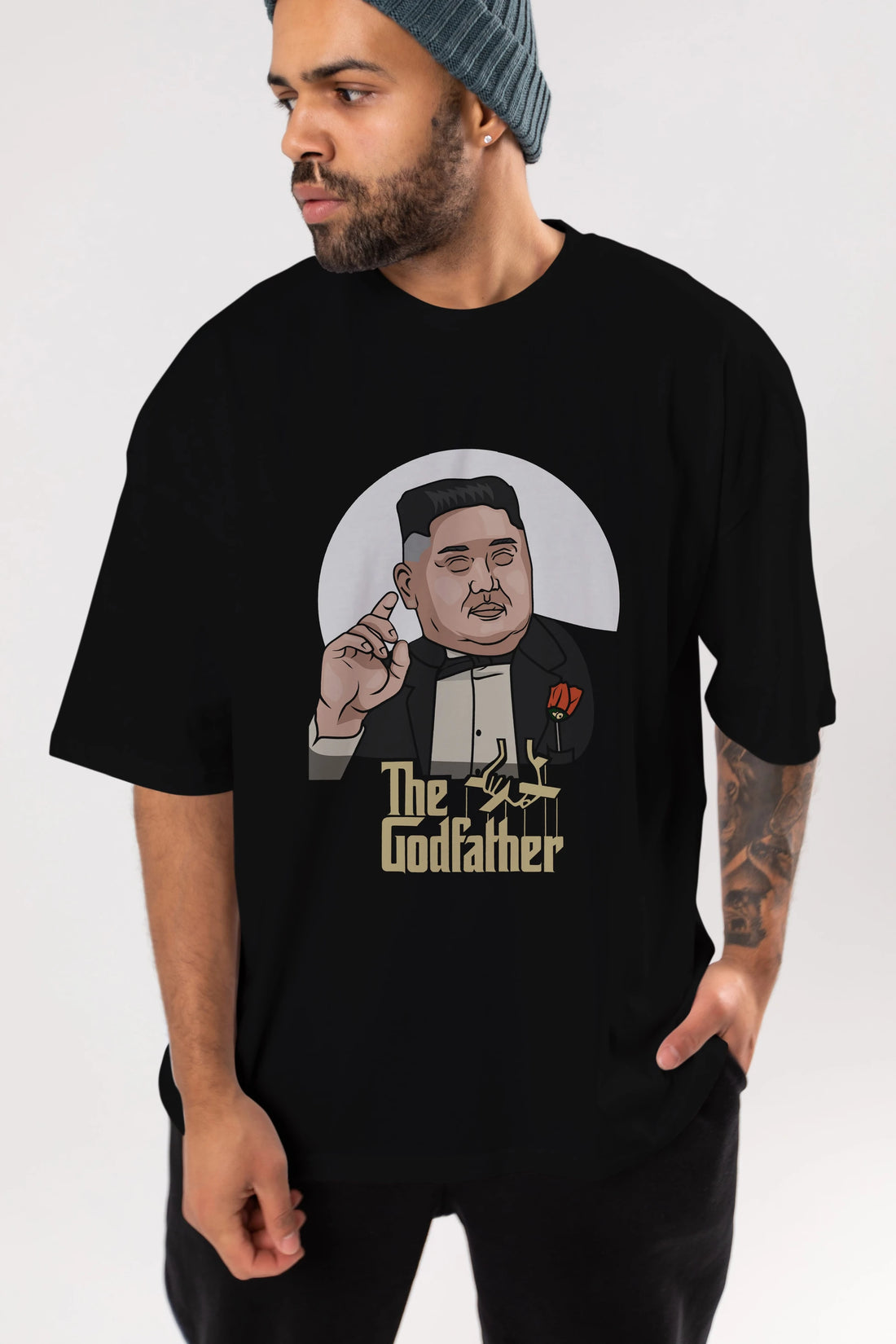 Godfather Jong Un Ön Baskılı Oversize t-shirt Erkek Kadın Unisex %100 Pamuk tişort