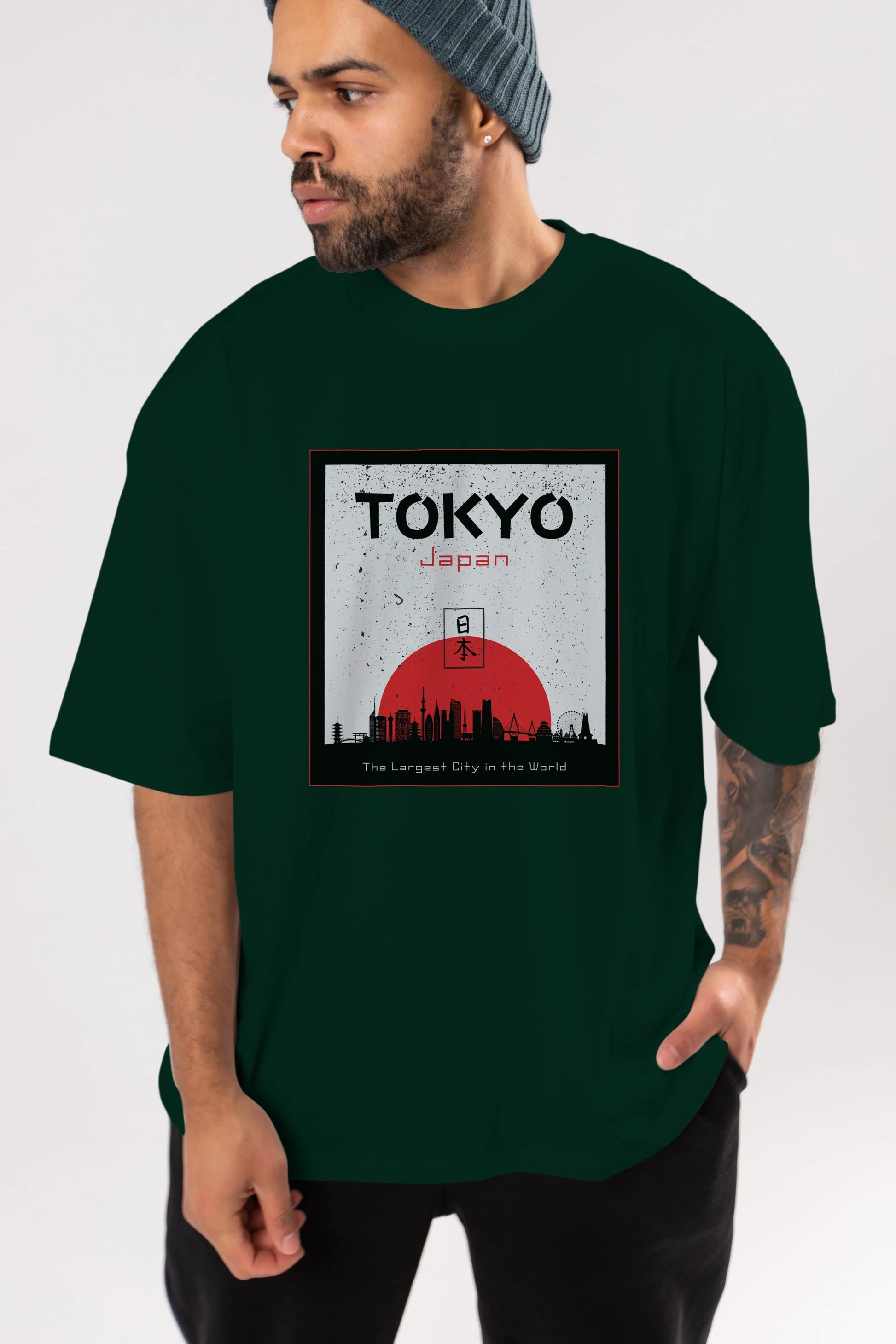 Tokyo Japan Yazılı Ön Baskılı Oversize t-shirt Erkek Kadın Unisex