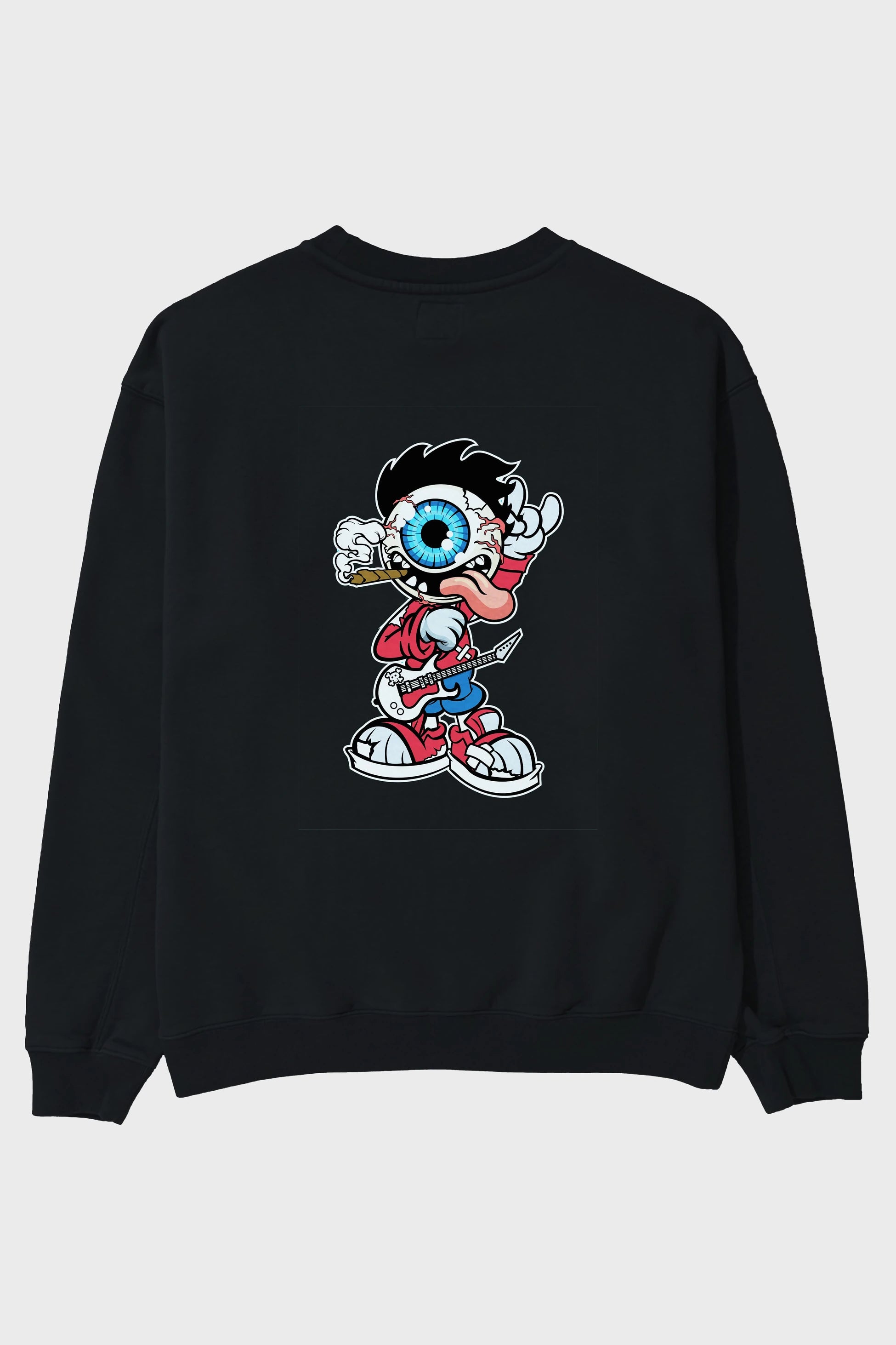 Eyeball Rockstar Arka Baskılı Oversize Sweatshirt Erkek Kadın Unisex
