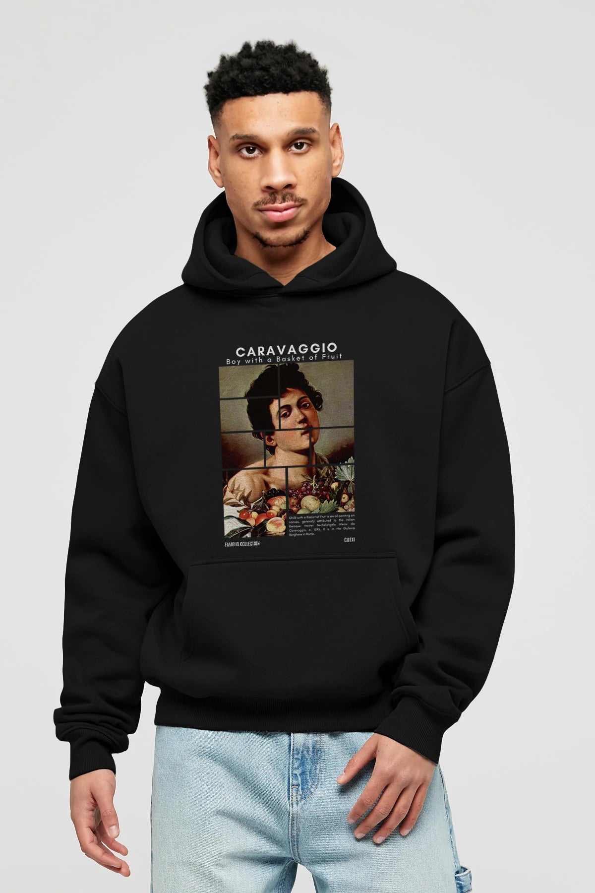 Caravaggio Boy ön Baskılı Hoodie Oversize Kapüşonlu Sweatshirt Erkek Kadın