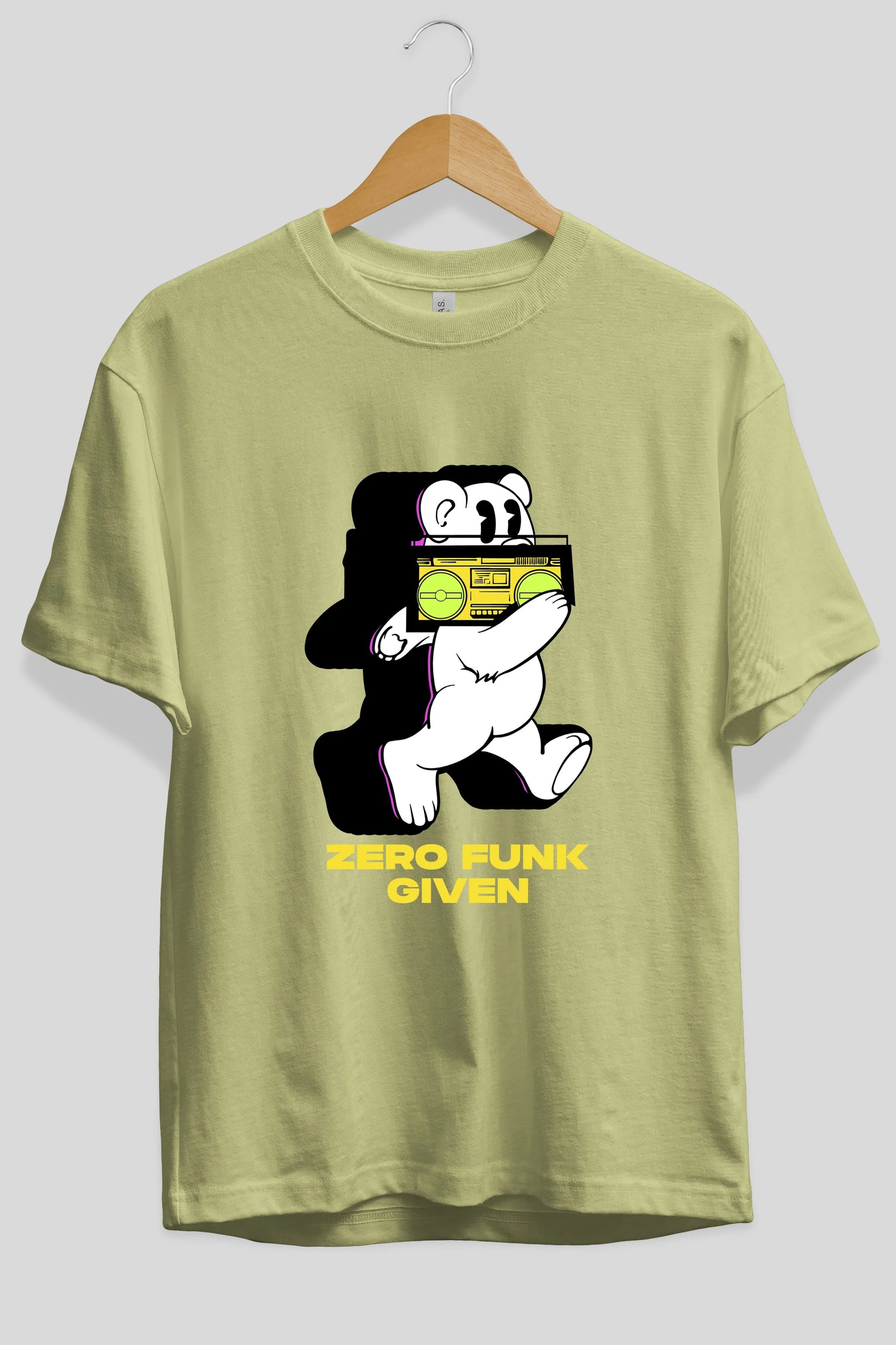 Zero Funk Given Bear Ön Baskılı Oversize t-shirt Erkek Kadın Unisex