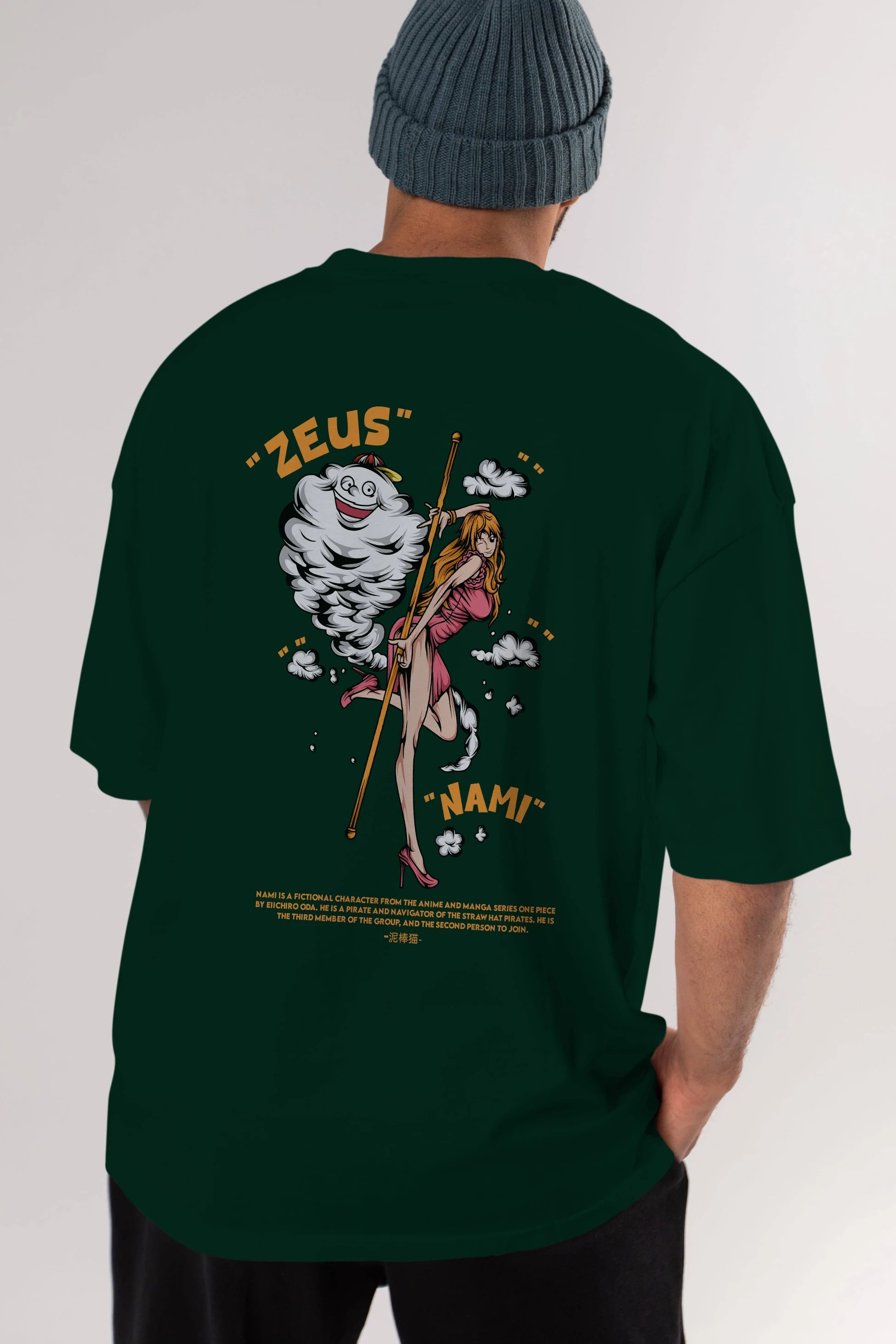 Zeus Nami Anime Arka Baskılı Oversize t-shirt Erkek Kadın Unisex