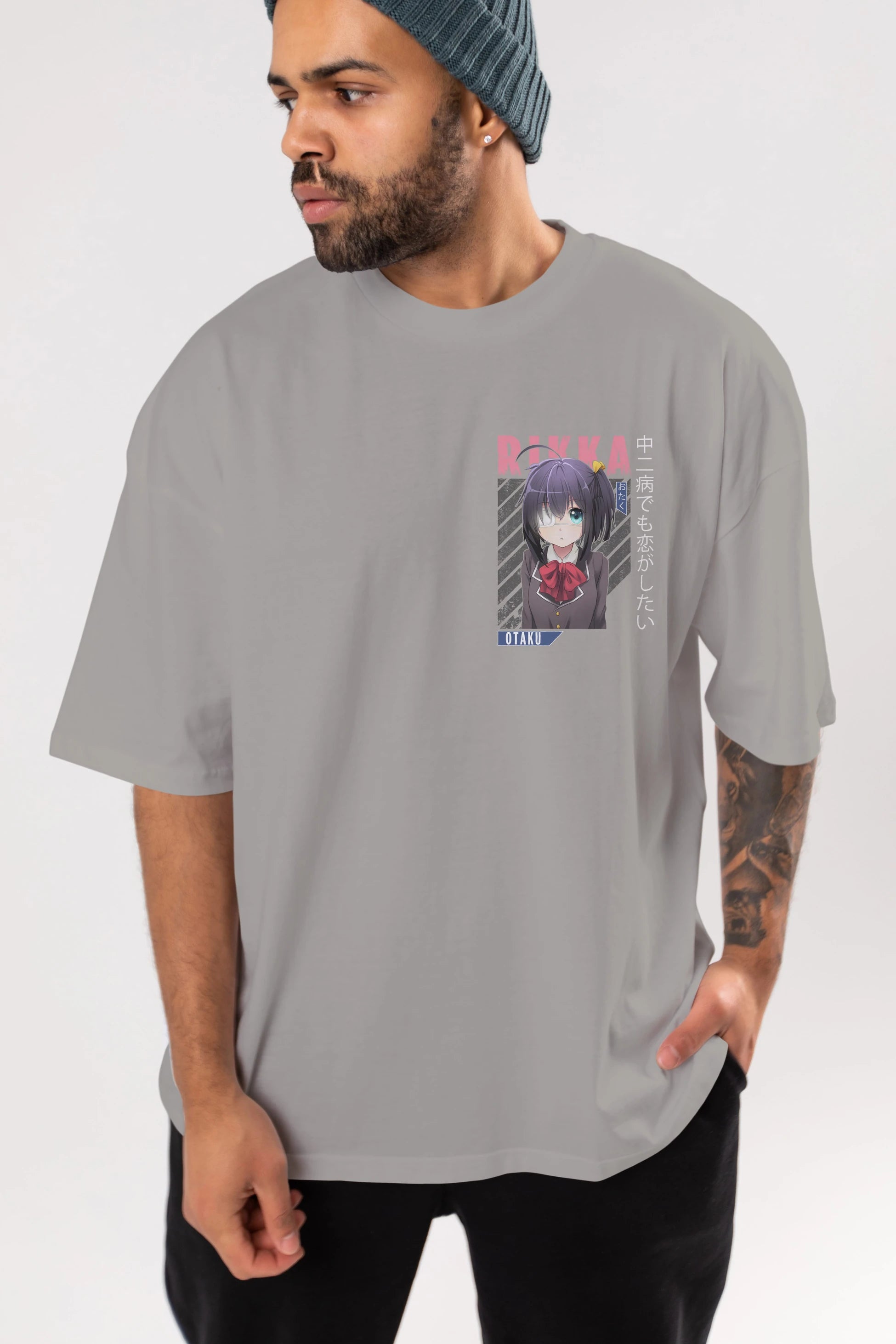Rikka Takanashi 9 Ön Sol Baskılı Oversize t-shirt Erkek Kadın Unisex %100 Pamuk Bisiklet Yaka tişort