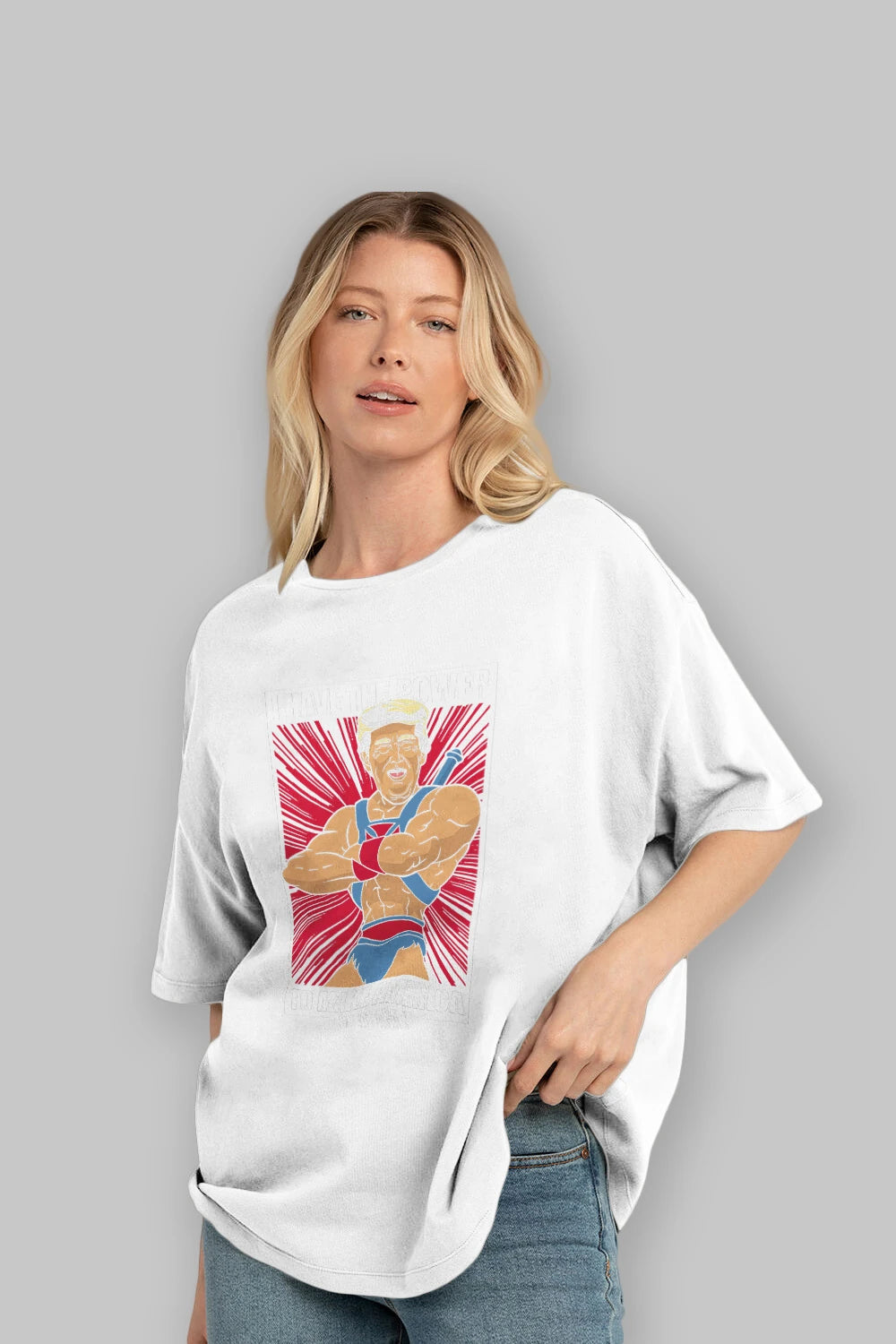 Trump Heman Ön Baskılı Oversize t-shirt Erkek Kadın Unisex %100 Pamuk tişort