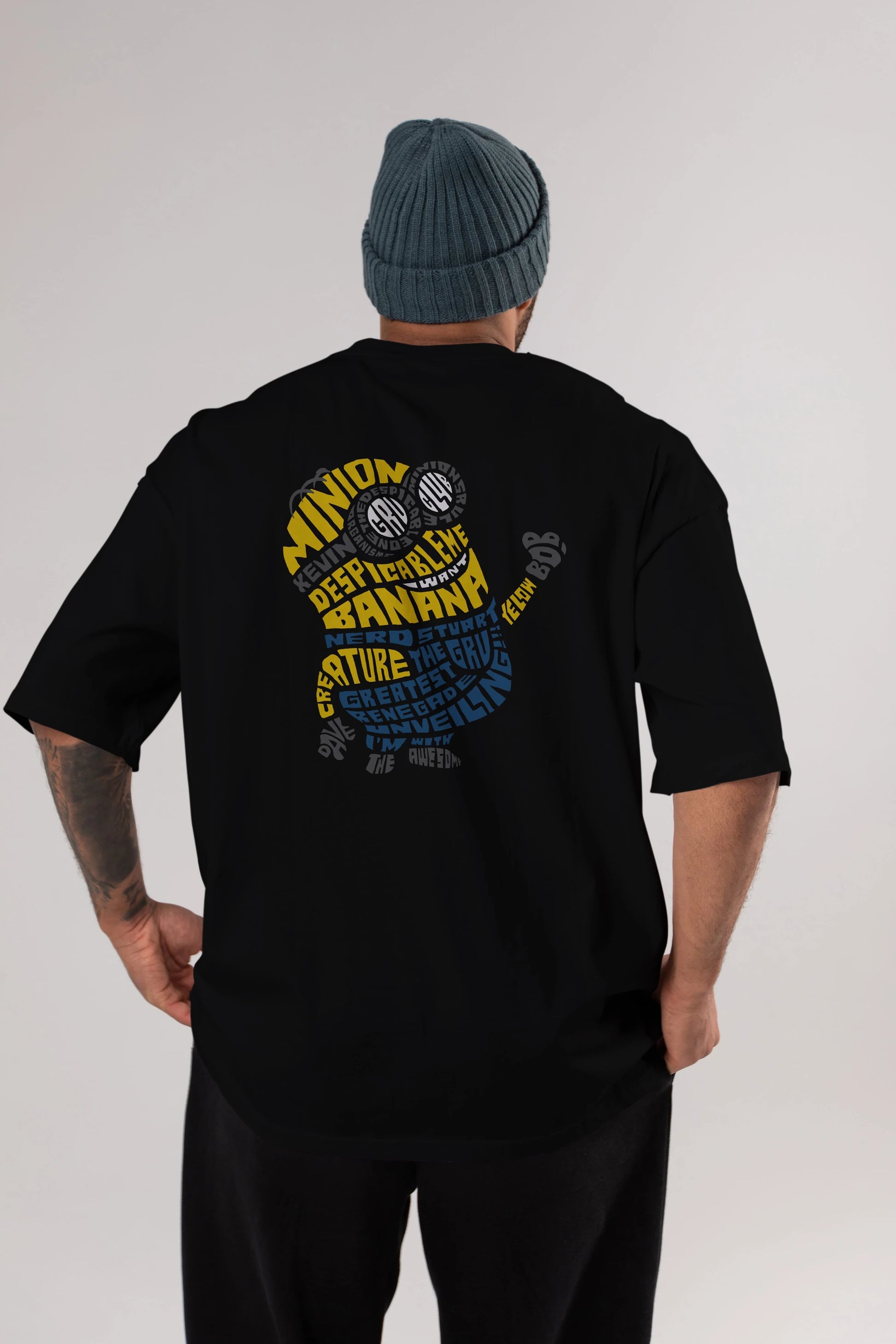Minion Arka Baskılı Oversize t-shirt %100 pamuk Erkek Kadın Unisex