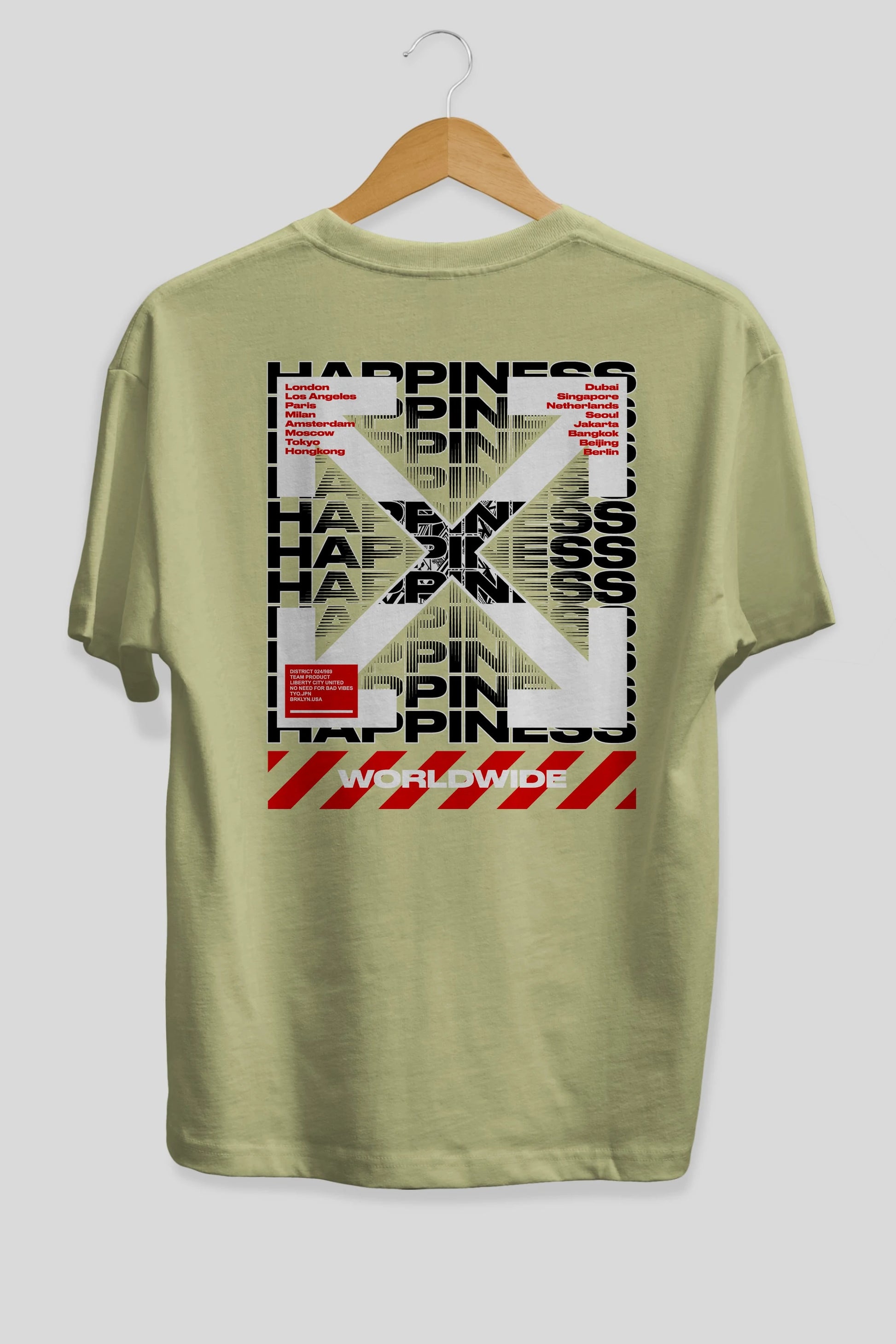 Happiness Worldwide Arka Baskılı Oversize t-shirt Erkek Kadın Unisex