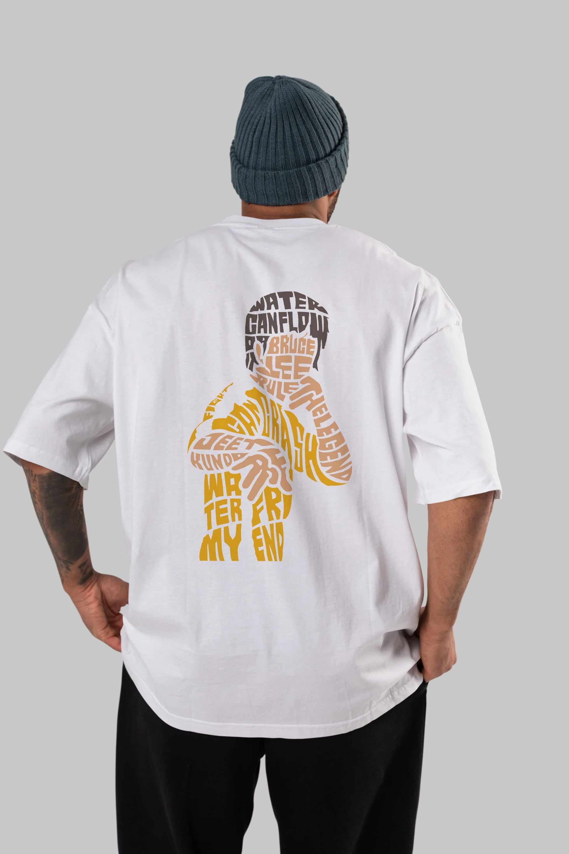 Bruce Lee Arka Baskılı Oversize t-shirt %100 pamuk Erkek Kadın Unisex