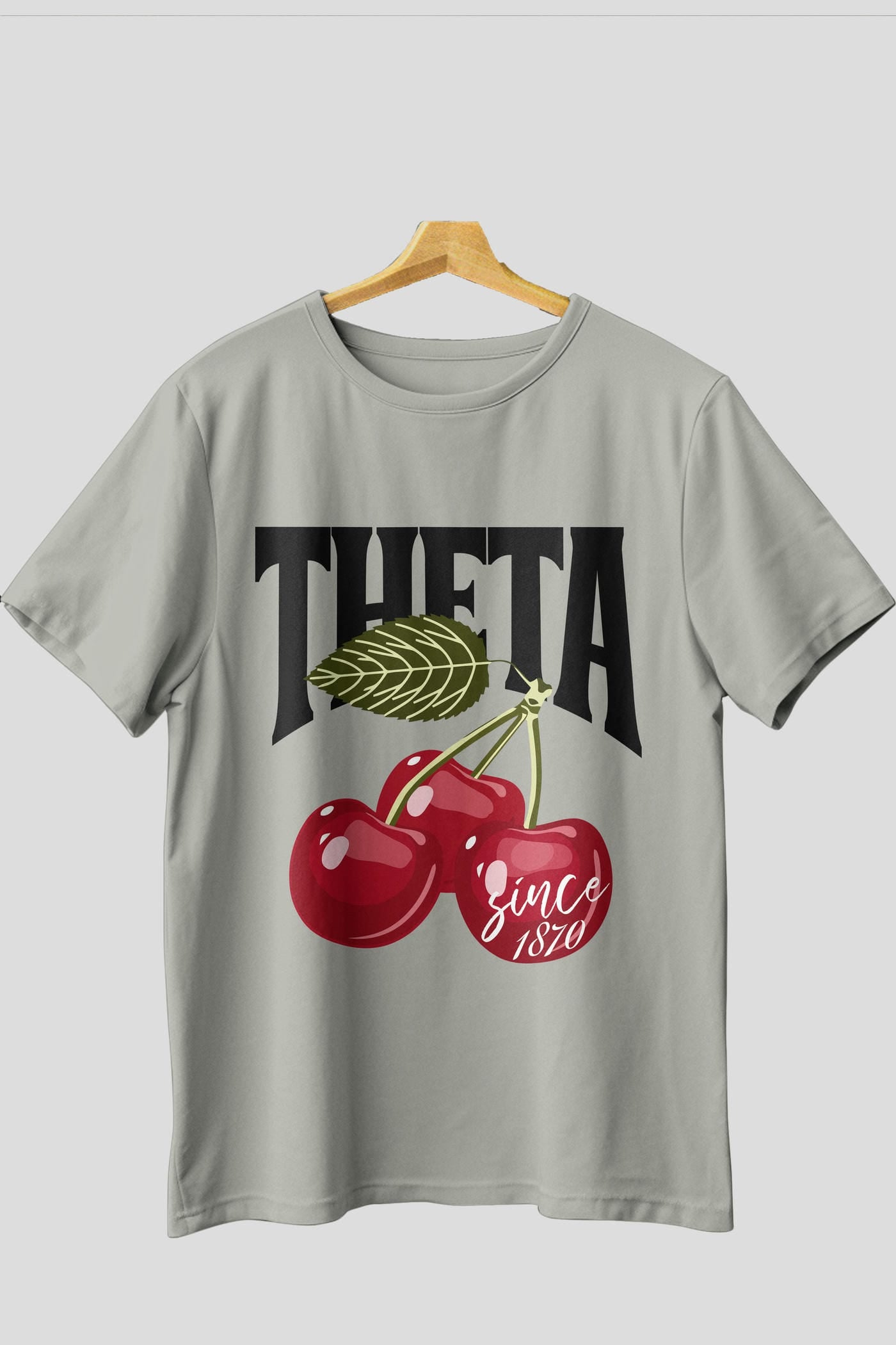 Theta Cherry Cherries Ön Baskılı Oversize t-shirt Erkek Kadın Pamuk Bisiklet Yaka tişort