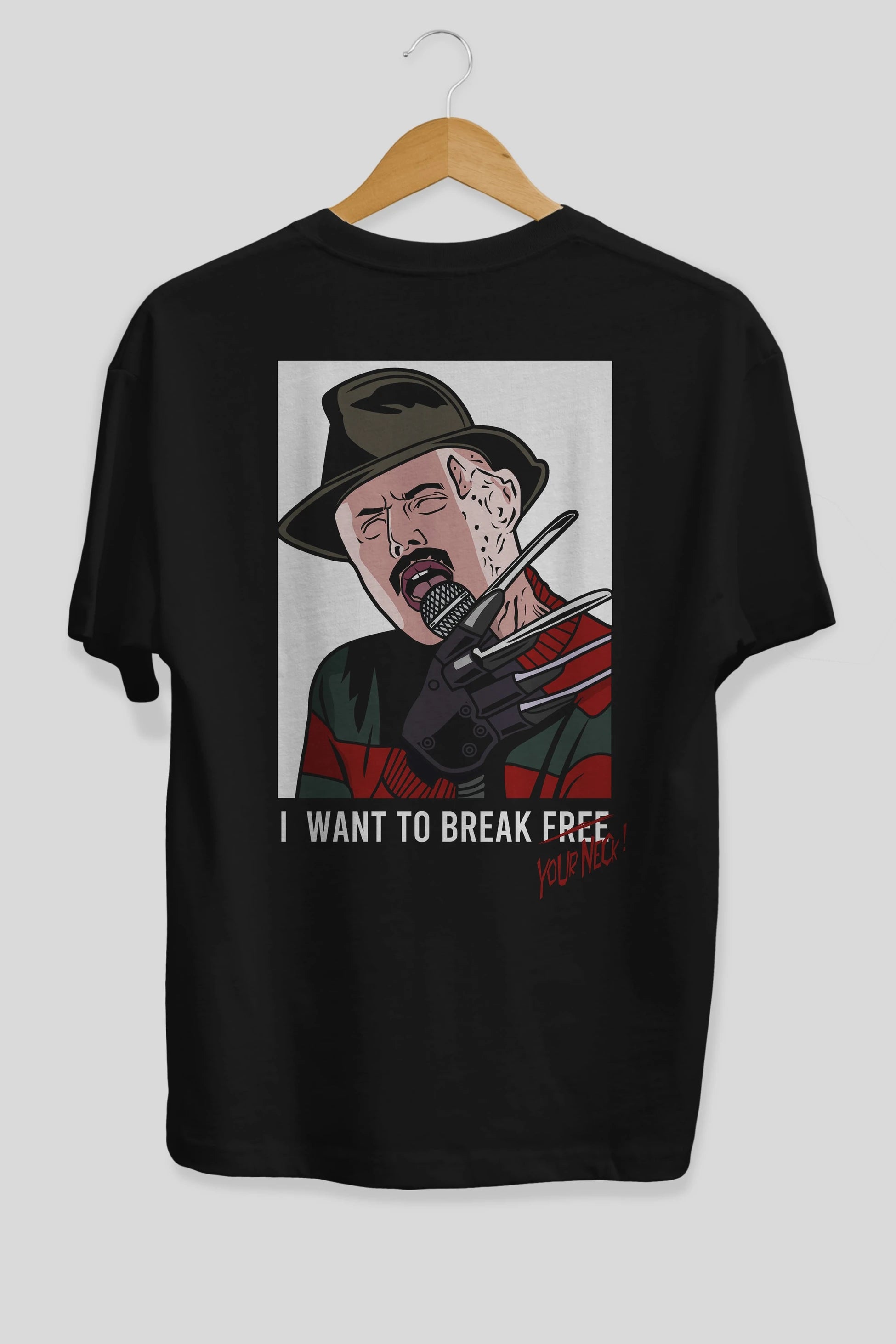 Freddy Merkrueger Arka Baskılı Oversize t-shirt Erkek Kadın Unisex %100 Pamuk tişort