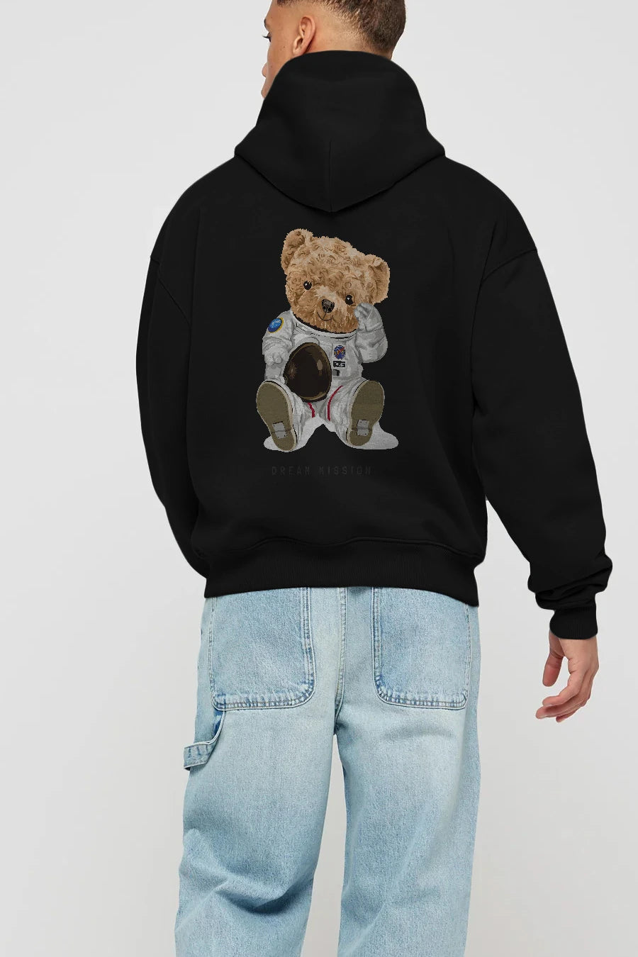 Teddy Bear Asrtonot Arka Baskılı Hoodie Oversize Kapüşonlu Sweatshirt Erkek Kadın Unisex
