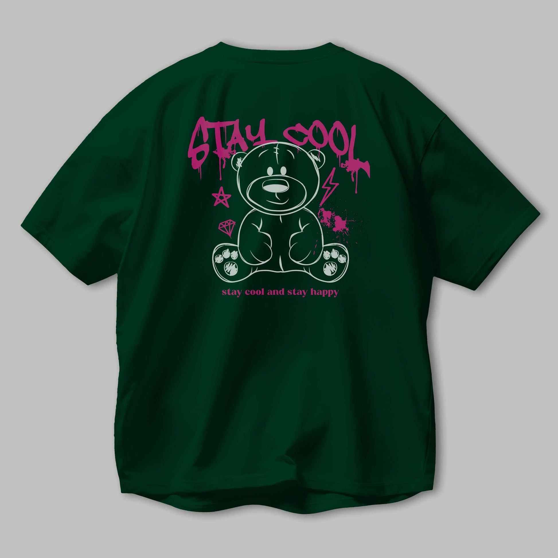 Teddy Bear Stay Cool Arka Baskılı Oversize t-shirt Erkek Kadın Unisex