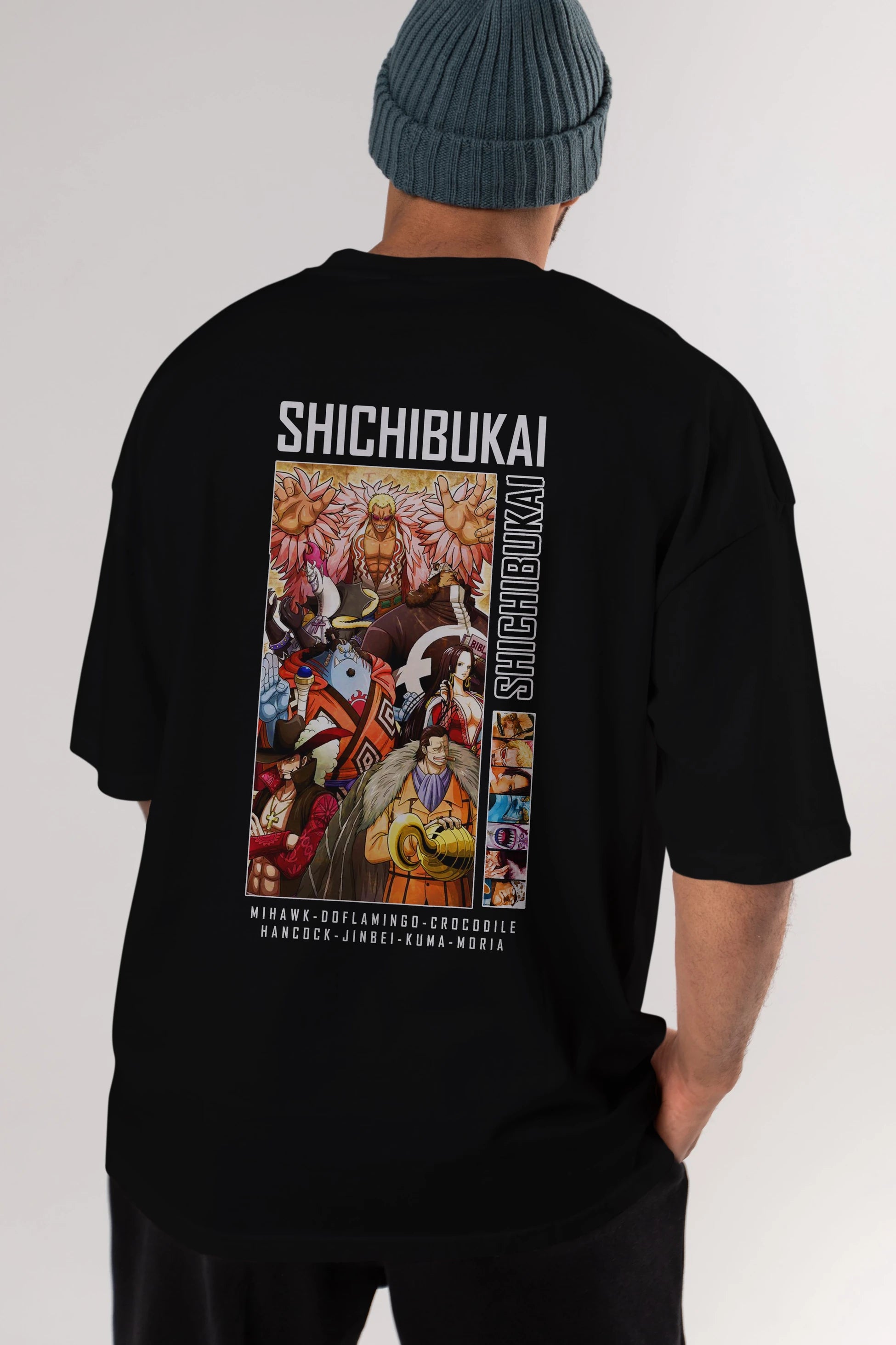 Shichibukai Anime Arka Baskılı Oversize t-shirt Erkek Kadın Unisex %100 pamuk tişort