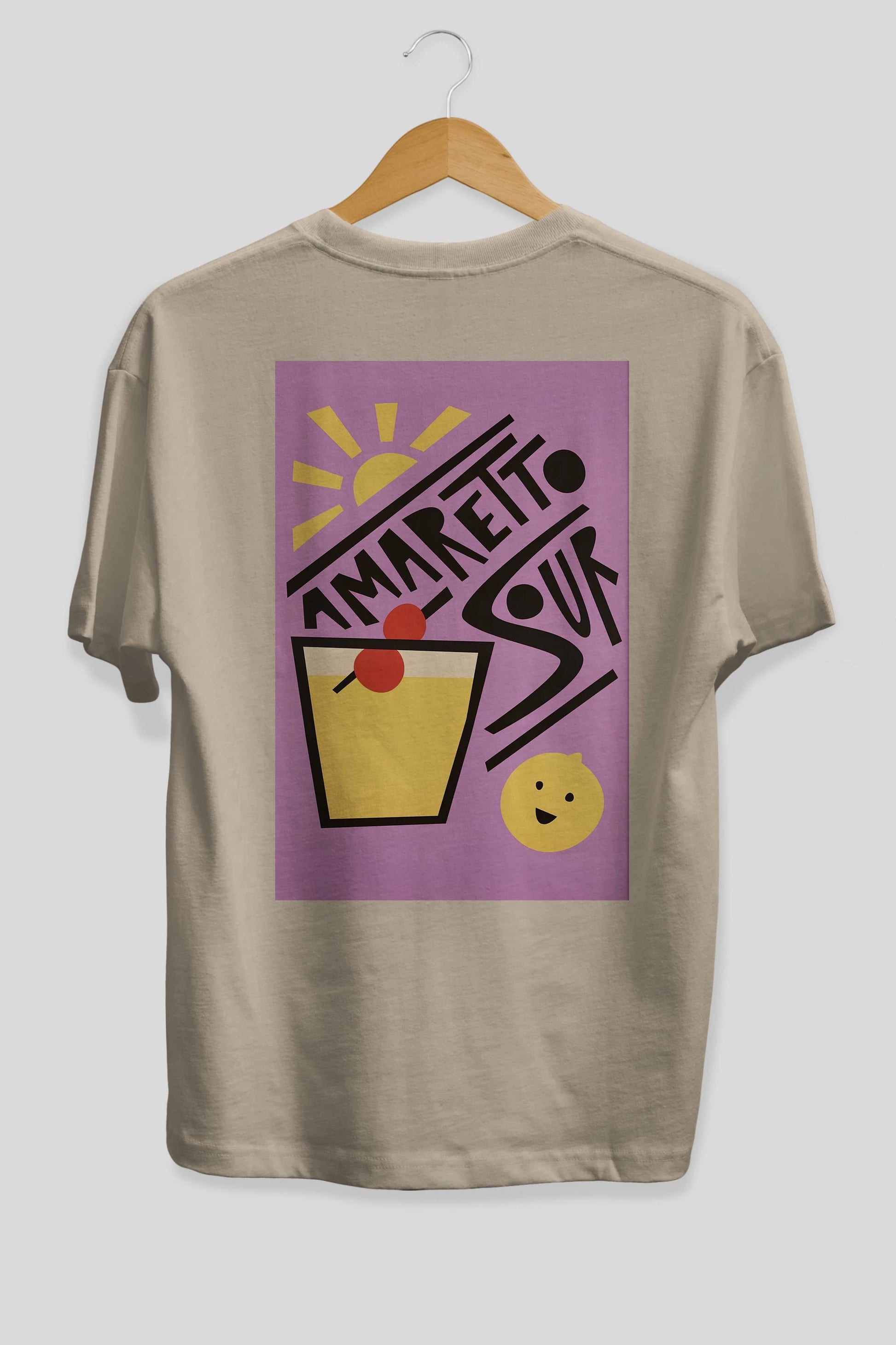 Amaretto Sour Arka Baskılı Oversize t-shirt Erkek Kadın Unisex %100 Pamuk Bisiklet Yaka tişort