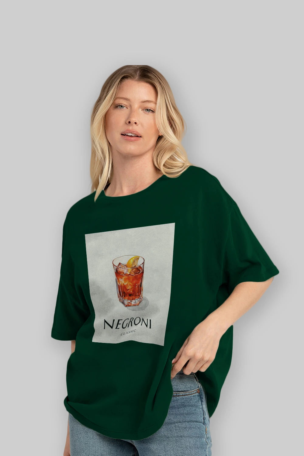 Negroni Classic Ön Baskılı Oversize t-shirt Erkek Kadın Unisex %100 Pamuk Bisiklet Yaka tişort