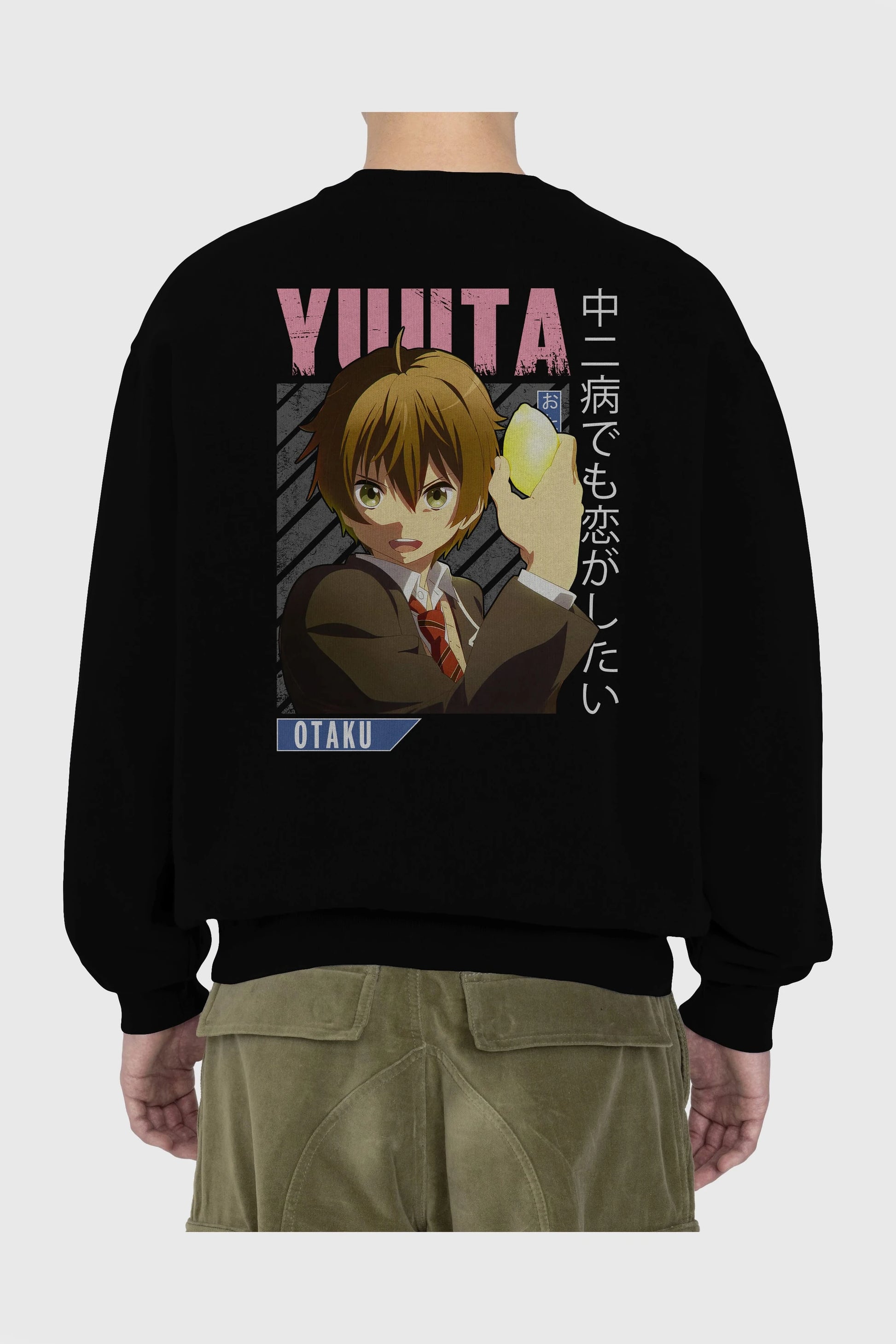 Yuuta Togashi 2 Anime Arka Baskılı Oversize Sweatshirt Erkek Kadın Unisex