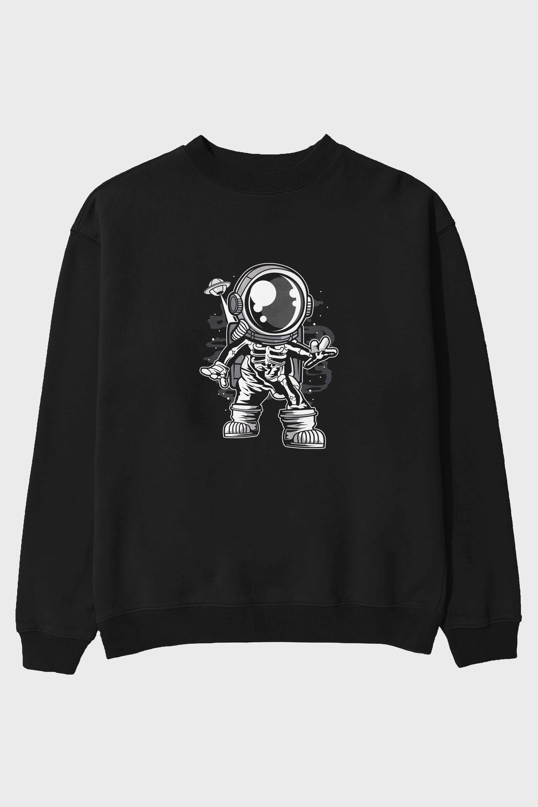 Space Skeleton Ön Baskılı Oversize Sweatshirt Erkek Kadın Unisex