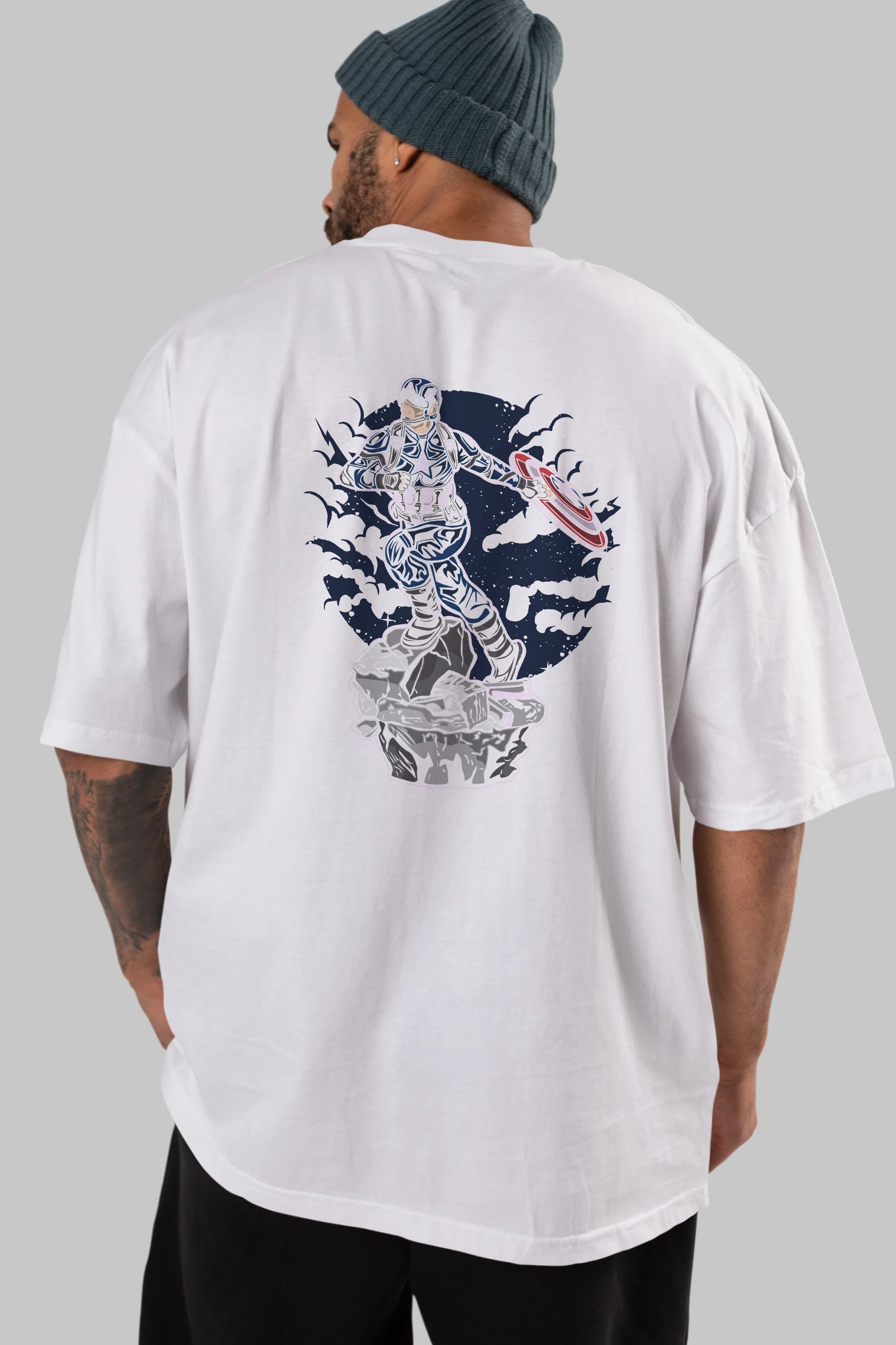 CAPTAIN AMERICA Arka Baskılı Oversize t-shirt Erkek Kadın Unisex %100 Pamuk