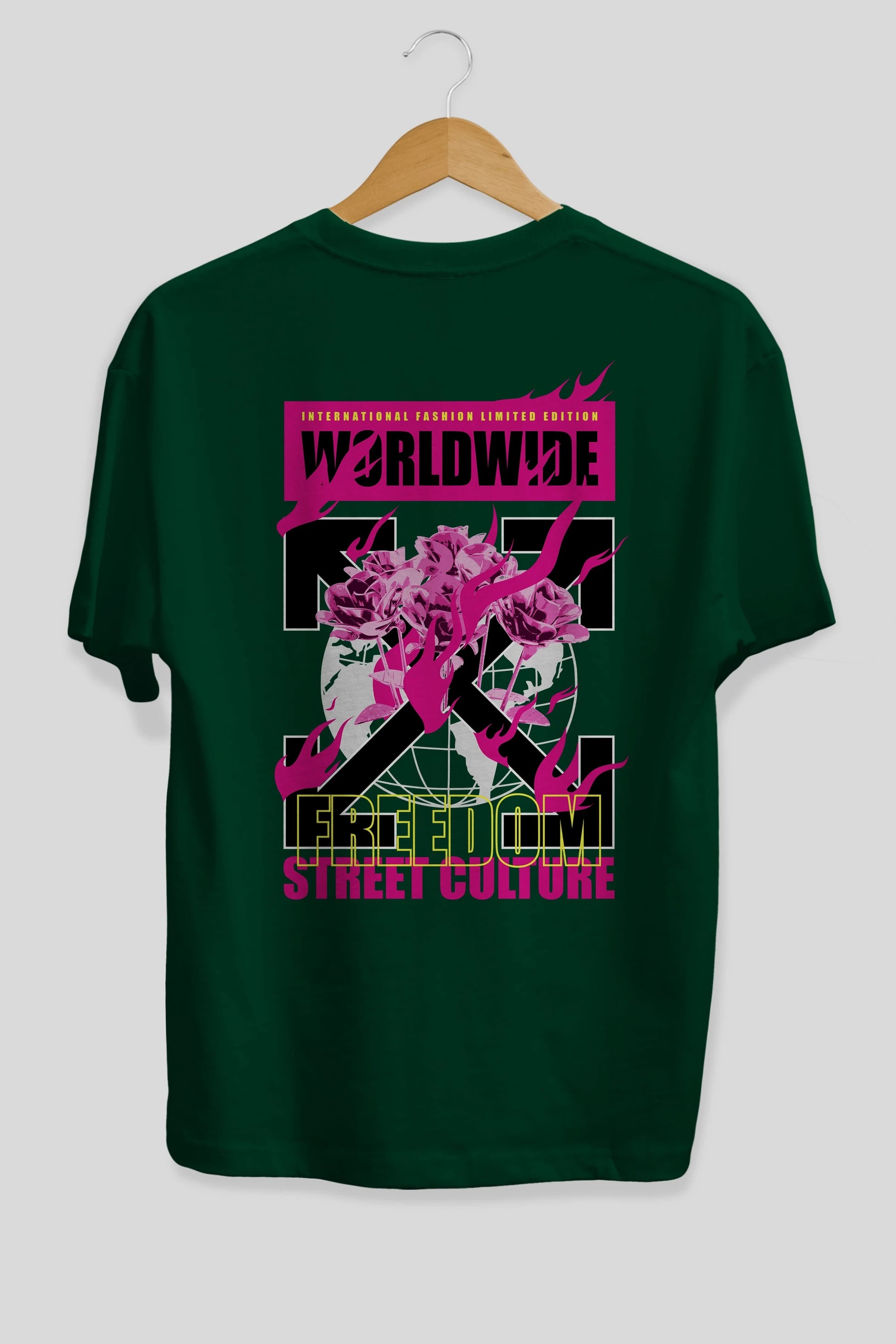 Freedom Street Culture Arka Baskılı Oversize t-shirt Erkek Kadın Unisex