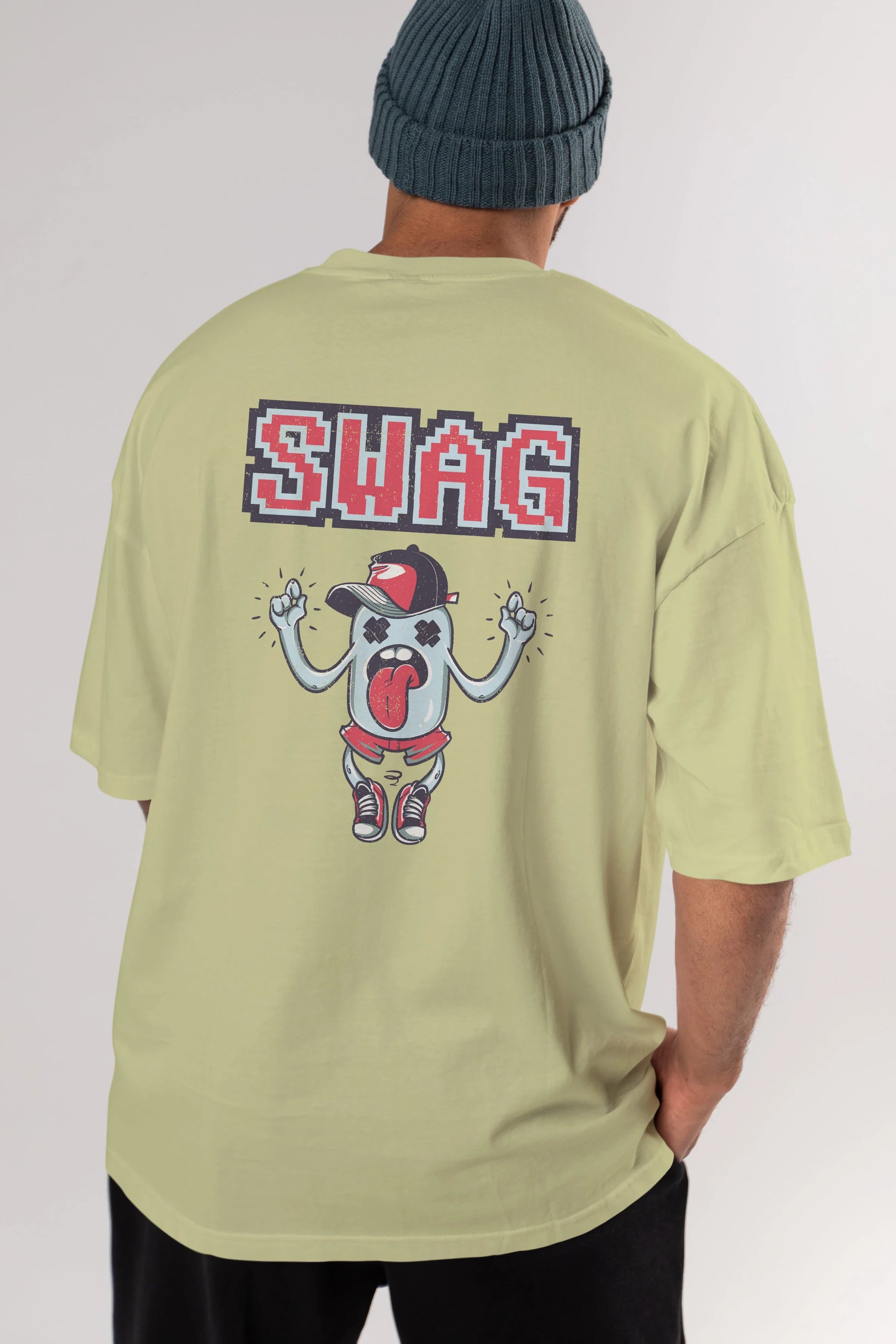 Swag Arka Baskılı Oversize t-shirt Erkek Kadın Unisex