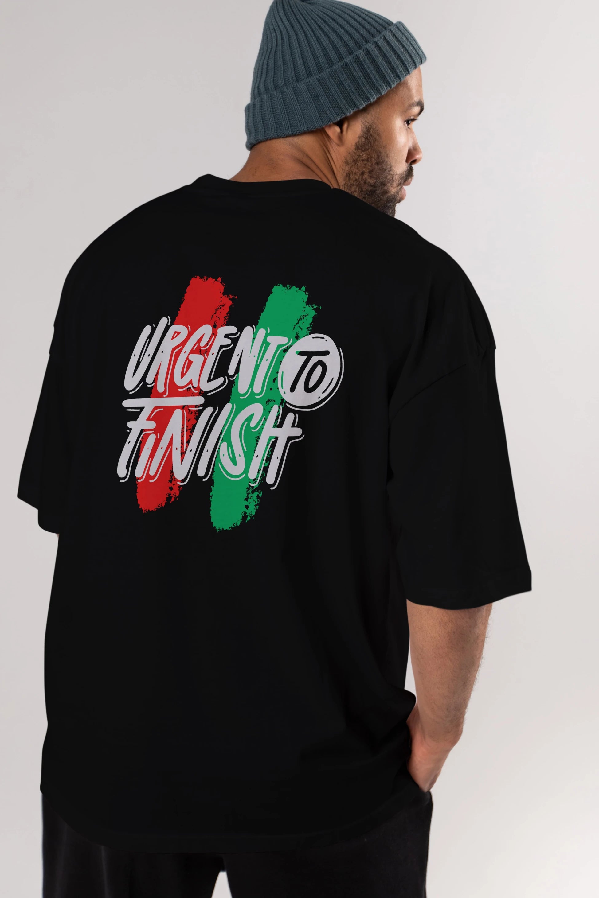 Urgent To Finish Arka Baskılı Oversize t-shirt Erkek Kadın Unisex