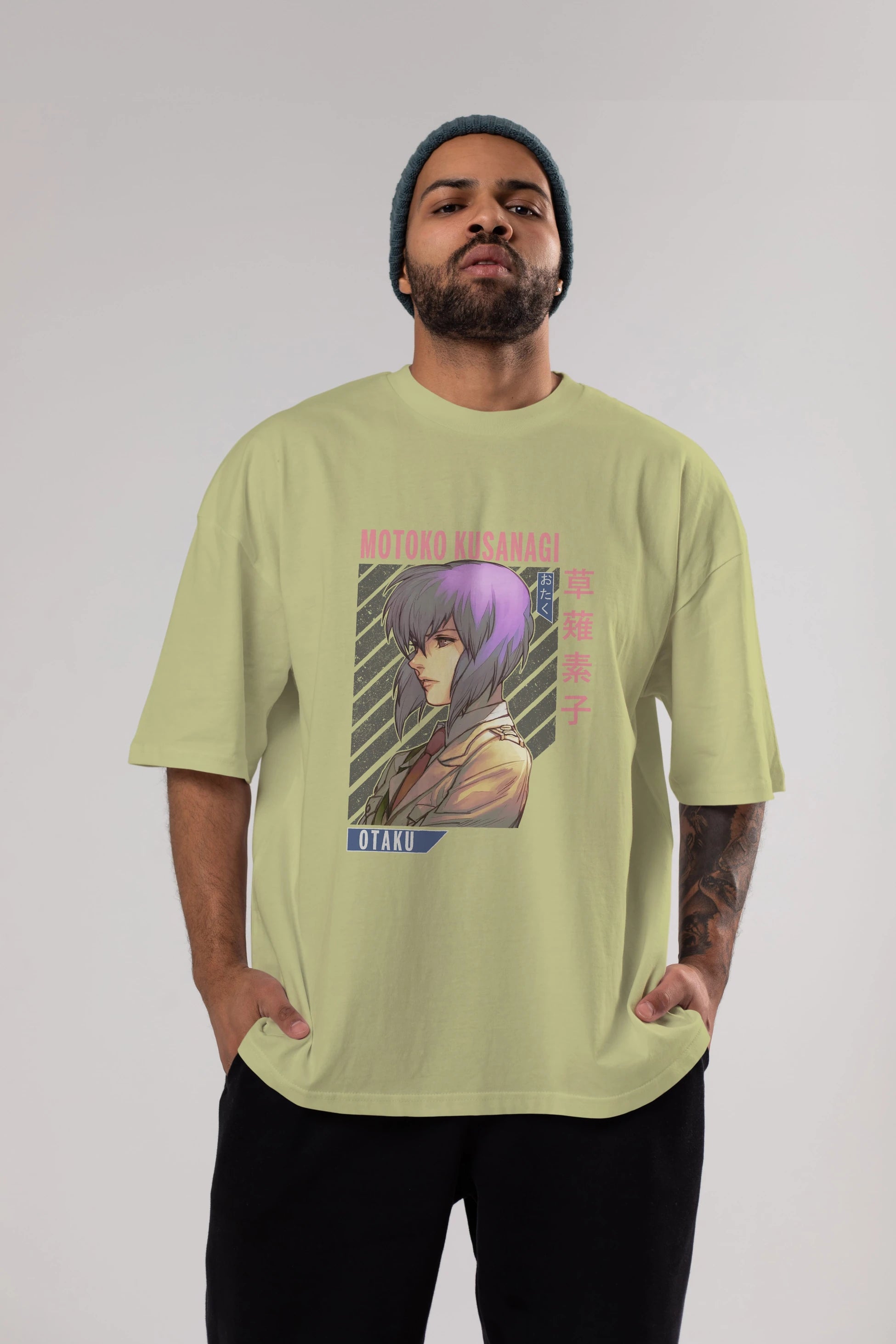 Motoko Kusanagi 4 Anime Ön Baskılı Oversize t-shirt %100 pamuk Erkek Kadın Unisex