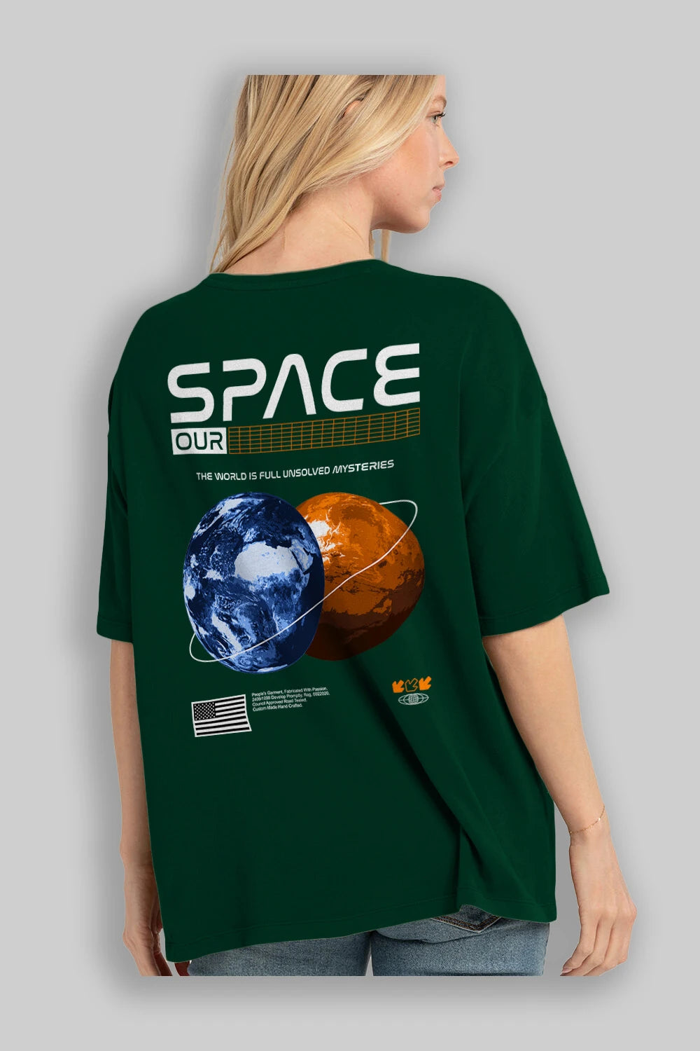 Space Our Arka Baskılı Oversize t-shirt Erkek Kadın Unisex