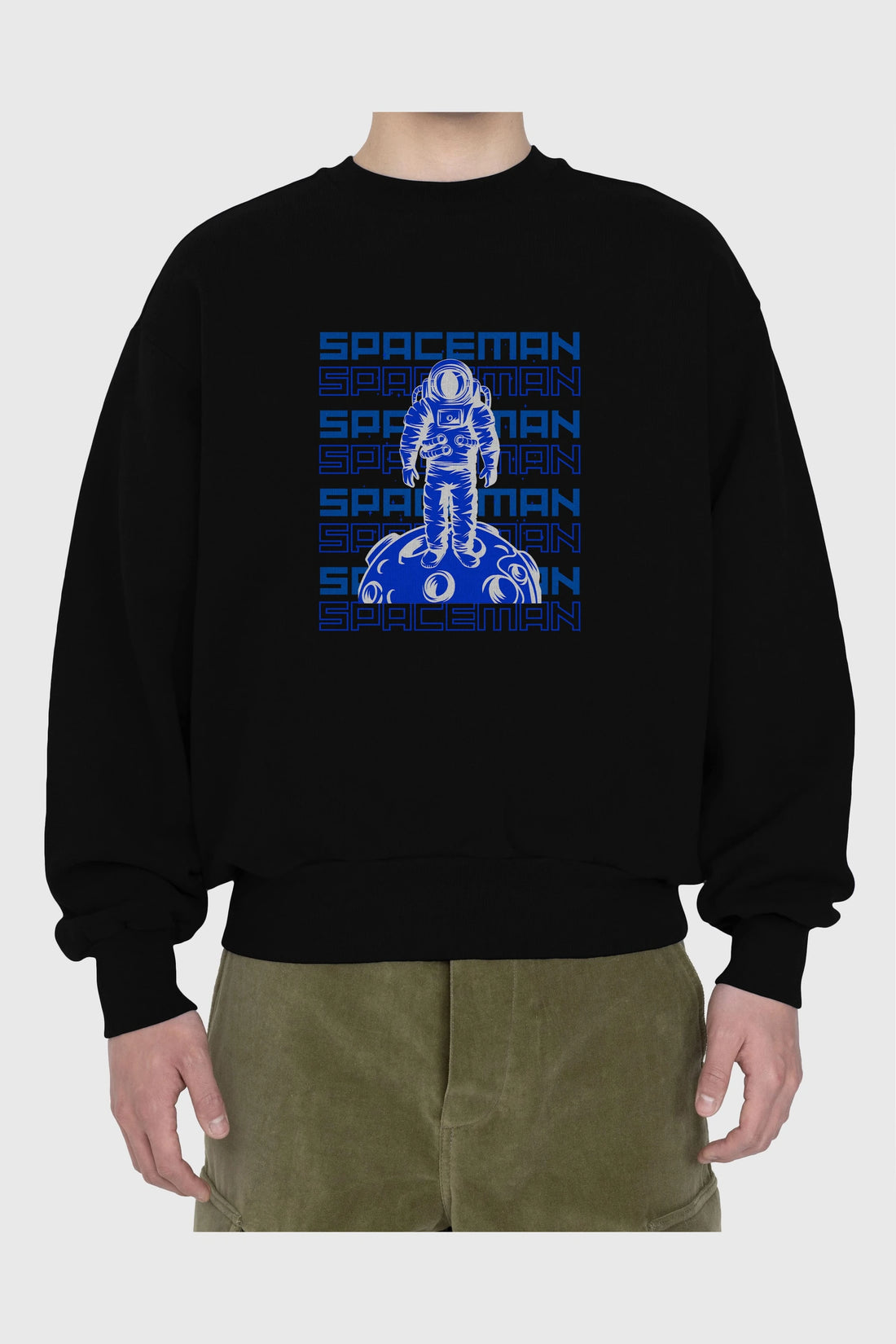Spaceman Yazılı Ön Baskılı Oversize Sweatshirt Erkek Kadın Unisex