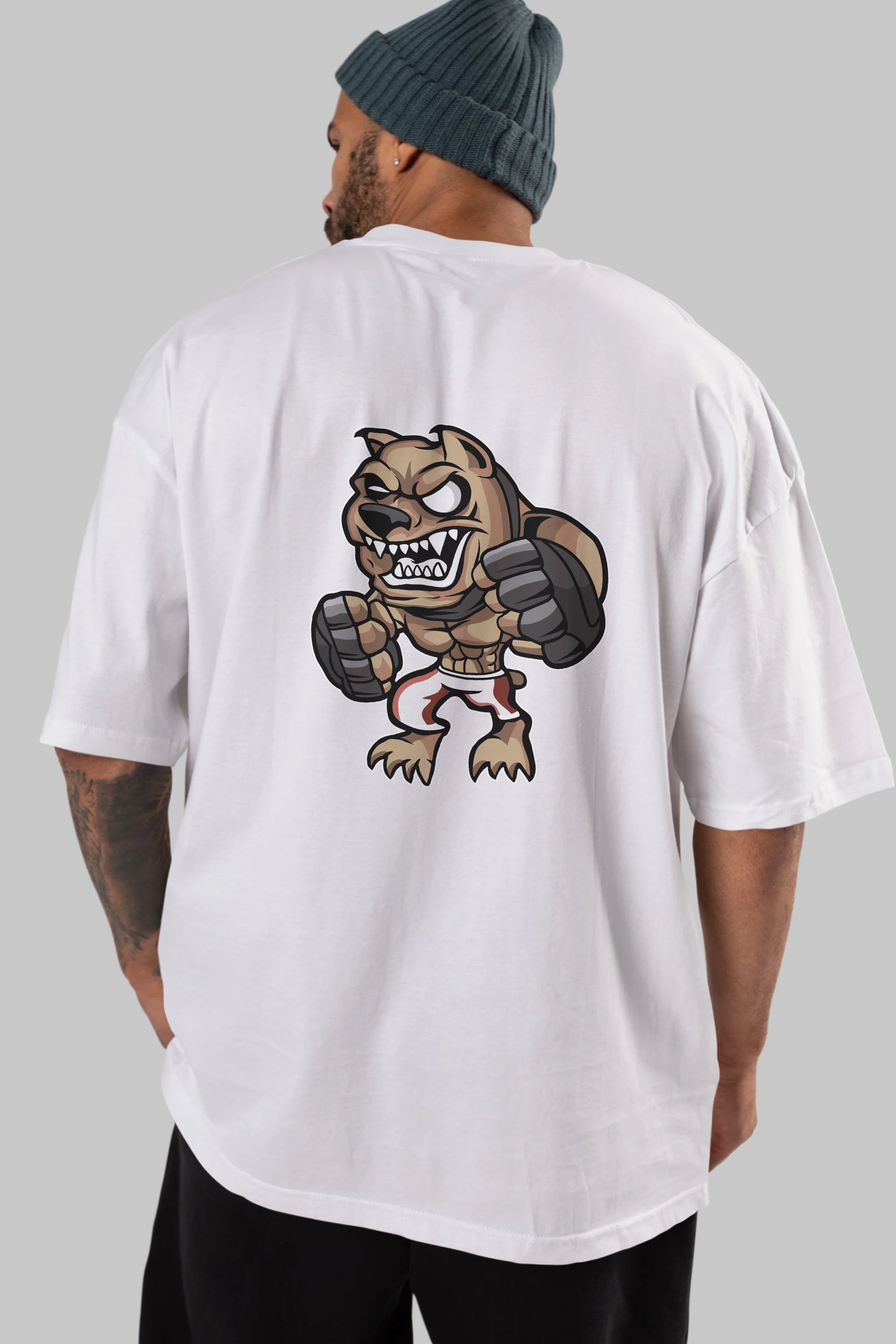 MMA Dog Arka Baskılı Oversize t-shirt Erkek Kadın Unisex %100 Pamuk tişort