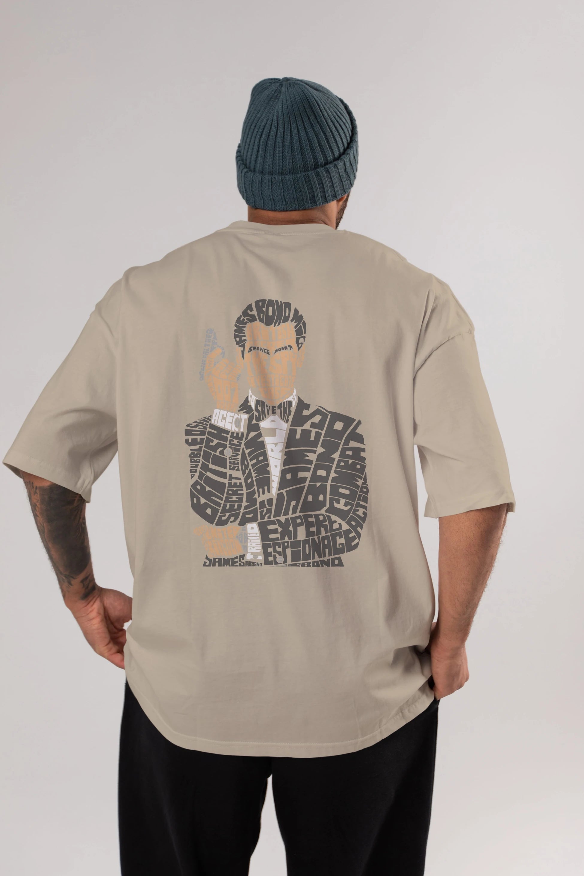 James Bond Arka Baskılı Oversize t-shirt %100 pamuk Erkek Kadın Unisex
