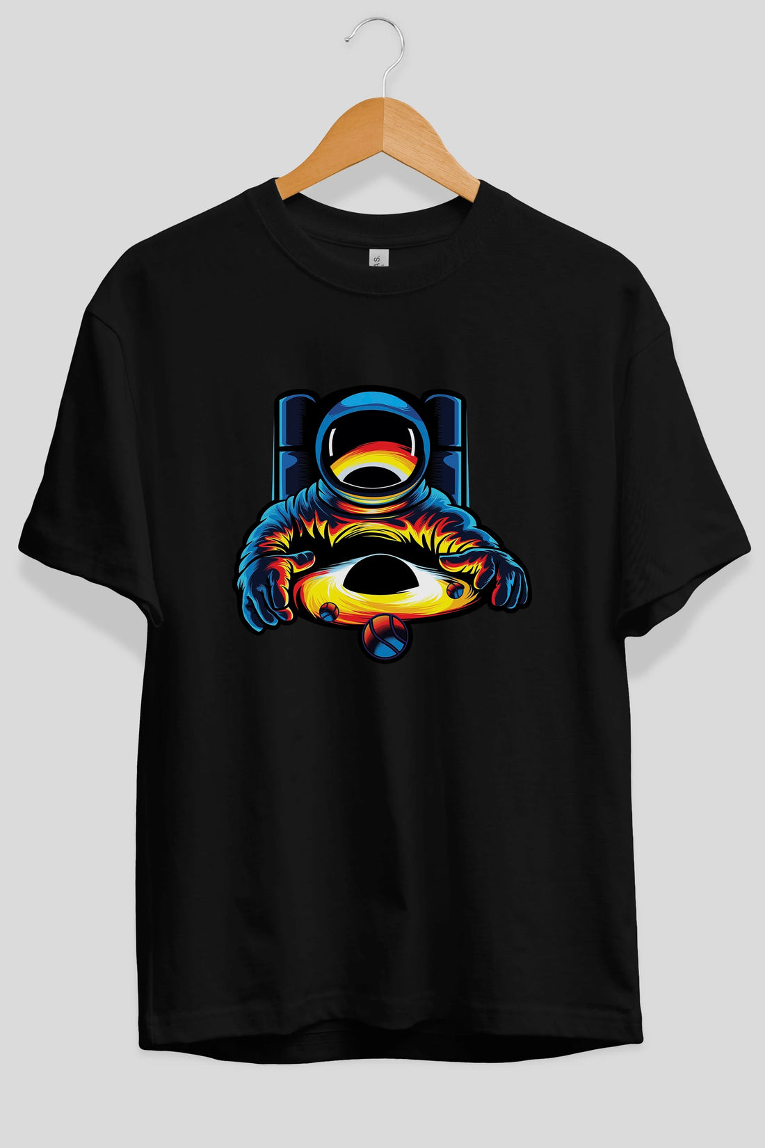 Astronaut & Black Hole Ön Baskılı Oversize t-shirt Erkek Kadın Unisex