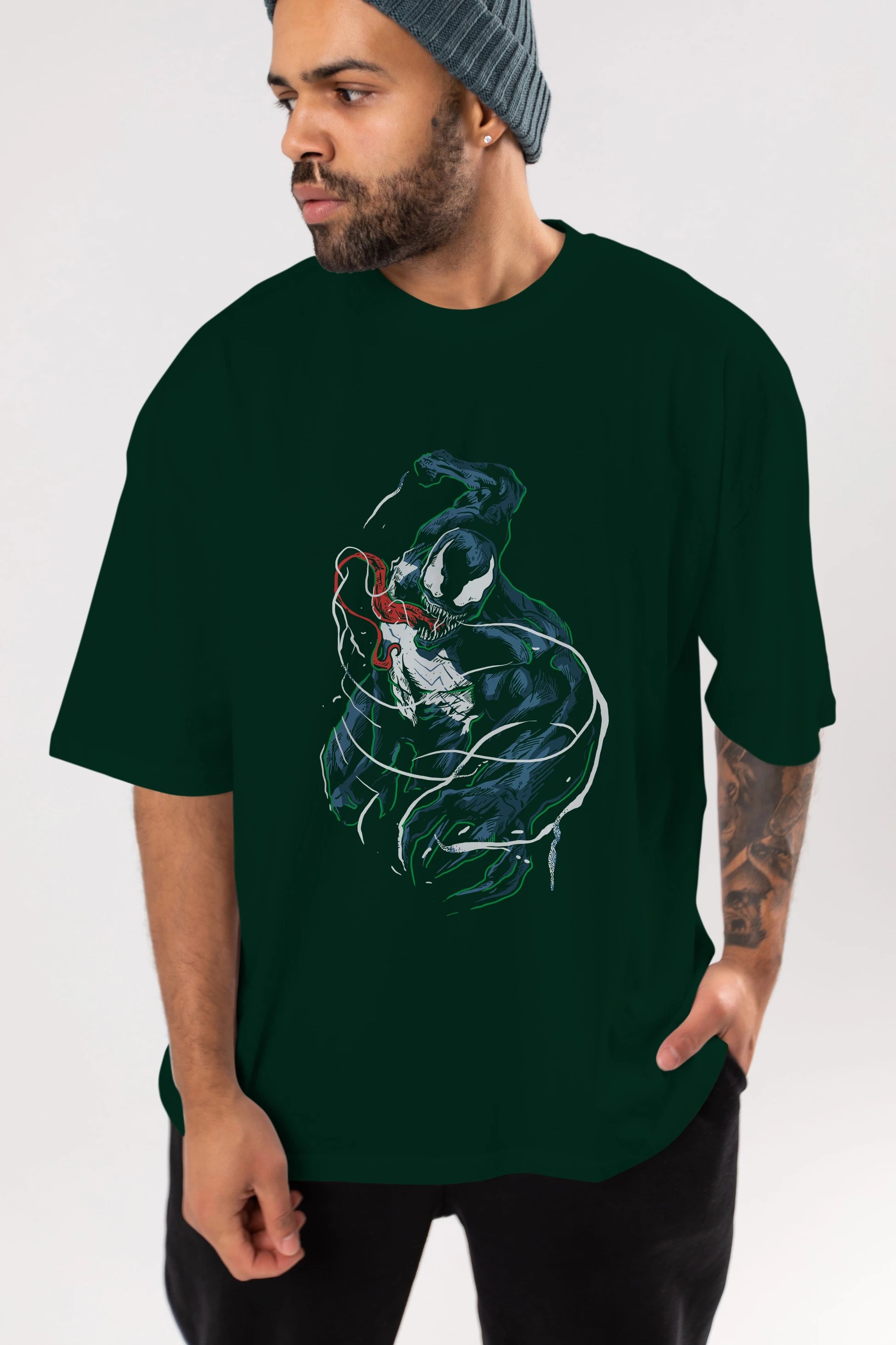 Venom (5) Ön Baskılı Oversize t-shirt Erkek Kadın Unisex %100 Pamuk Bisiklet Yaka tişort
