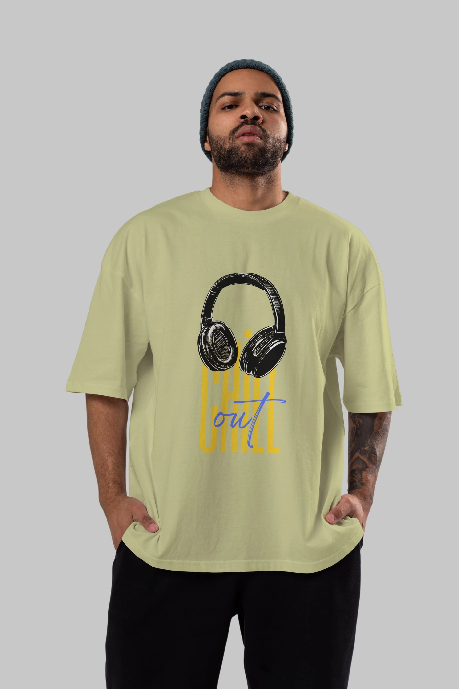 Chill Out Yazılı Ön Baskılı Oversize t-shirt Erkek Kadın Unisex