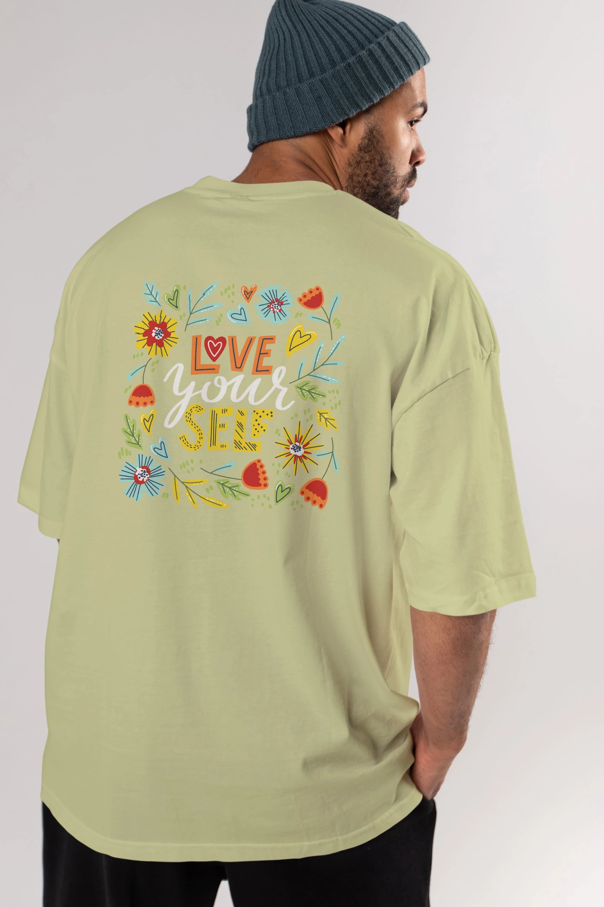 Love Yourself Yazılı Arka Baskılı Oversize t-shirt Erkek Kadın Unisex