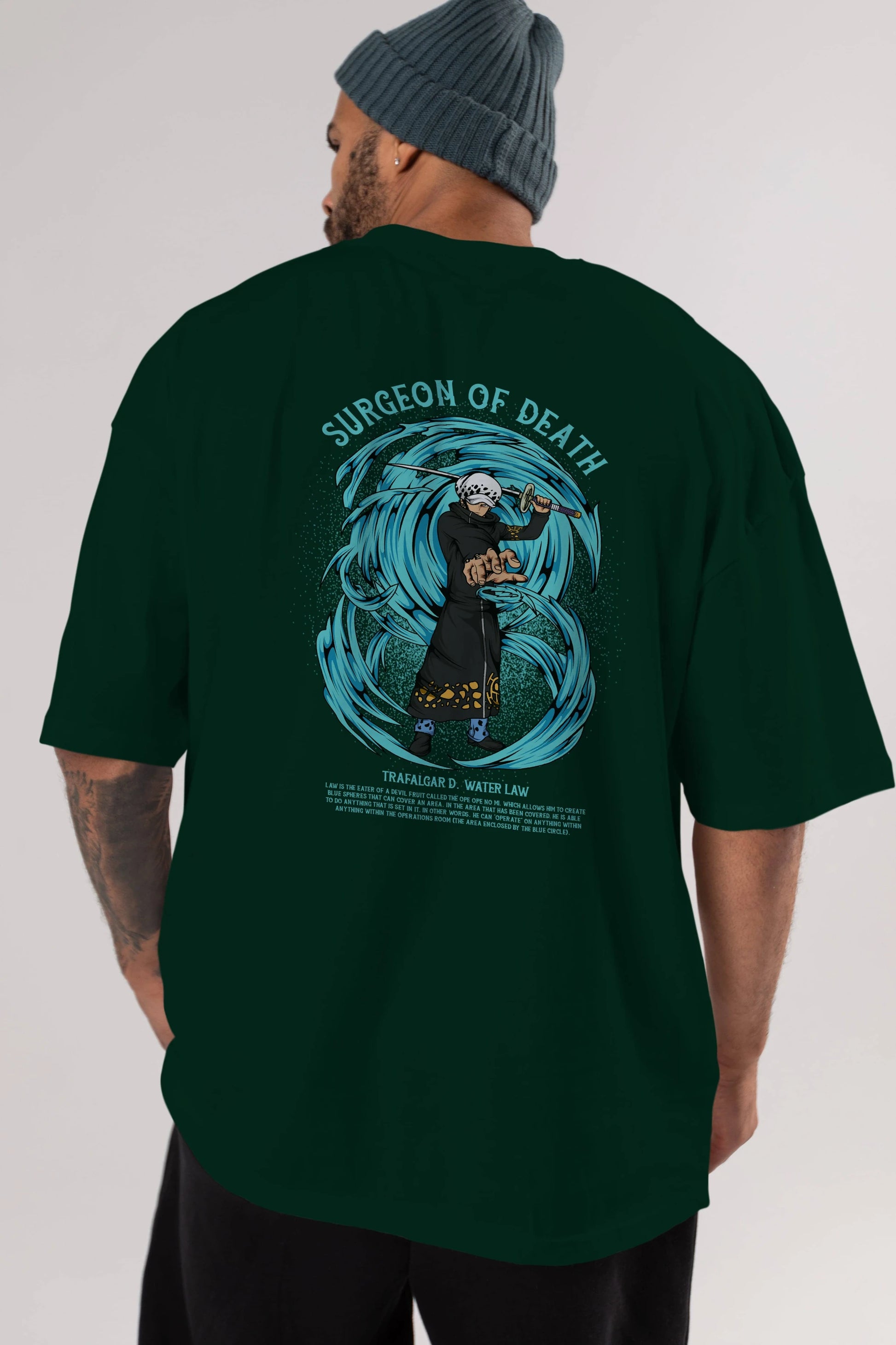Trafalgad D. Water Law Anime Arka Baskılı Oversize t-shirt Erkek Kadın Unisex